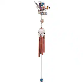 FC Design - 20" Long Butterfly Wind Chime with Copper Gem Outdoor Patio or Garden Hanging Decoration - Multi-Color