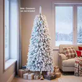 Costway - 6 ft Pop Up Flocked Christmas Tree with 545 Branch Tips & Folding Metal Stand - Green & White