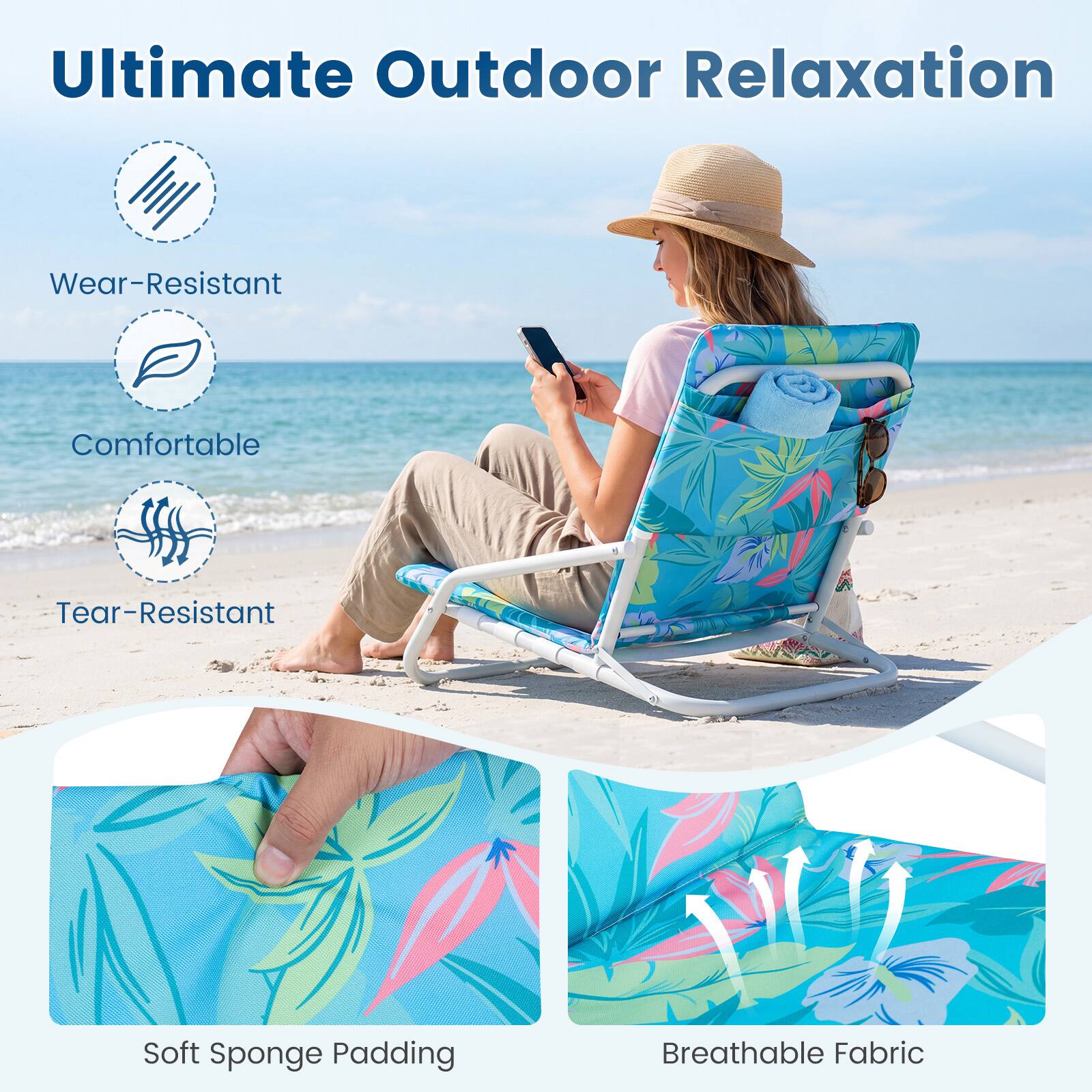 Ultimate Outdoor Relaxation

- Wear-Resistant
- Comfortable
- Tear-Resistant
- Soft Sponge Padding
- Breathable Fabric