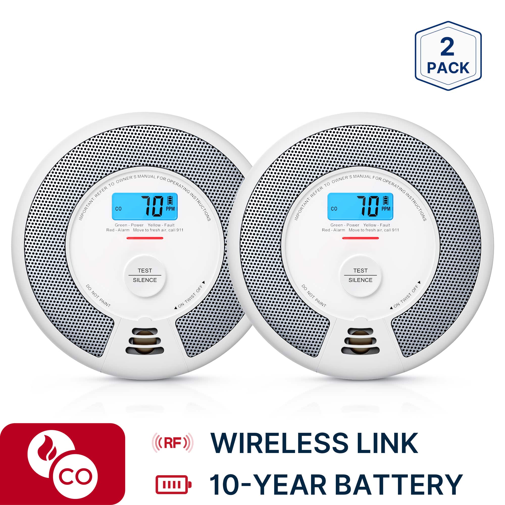 X-SENSE - 10-Year Battery Wireless Interconnected Smoke and CO Alarm with Display and LED Light 2 Pack price history on PriceWatchPro