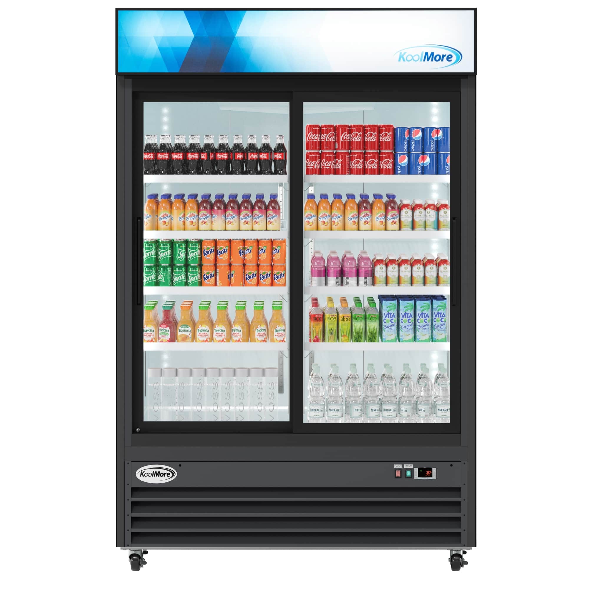 Koolmore - 53 in. Two-Door Merchandiser Refrigerator - 45 Cu Ft. MDR-2D-GSLD - Black