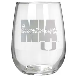 Great American Products - Miami Hurricanes Etched 17oz. City Stemless Wine Glass - Multicolor
