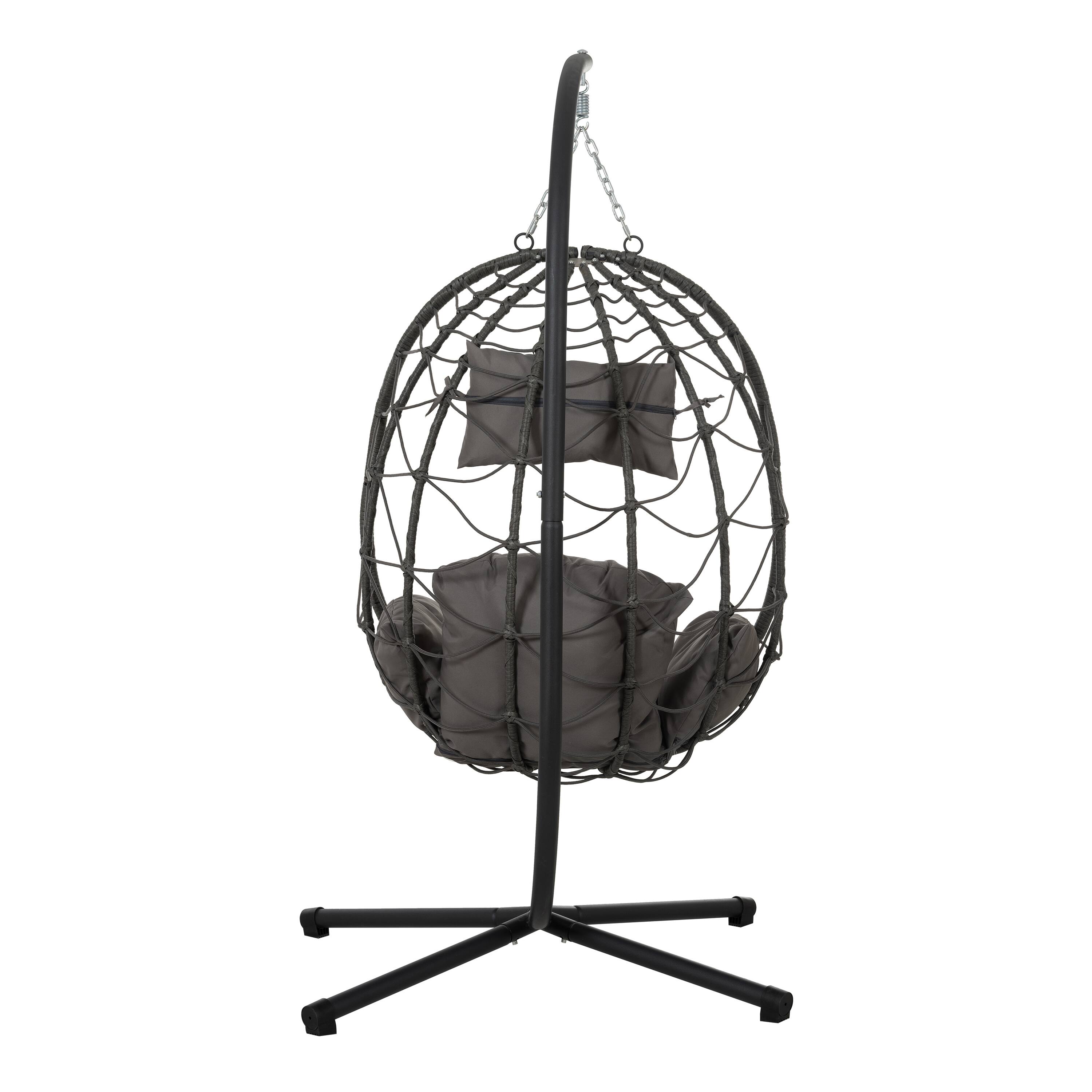 Back. APRILSOUL - Egg Chair with Stand Indoor Outdoor Swing Chair Patio Wicker Hanging Egg Chair with Stand - Brown.