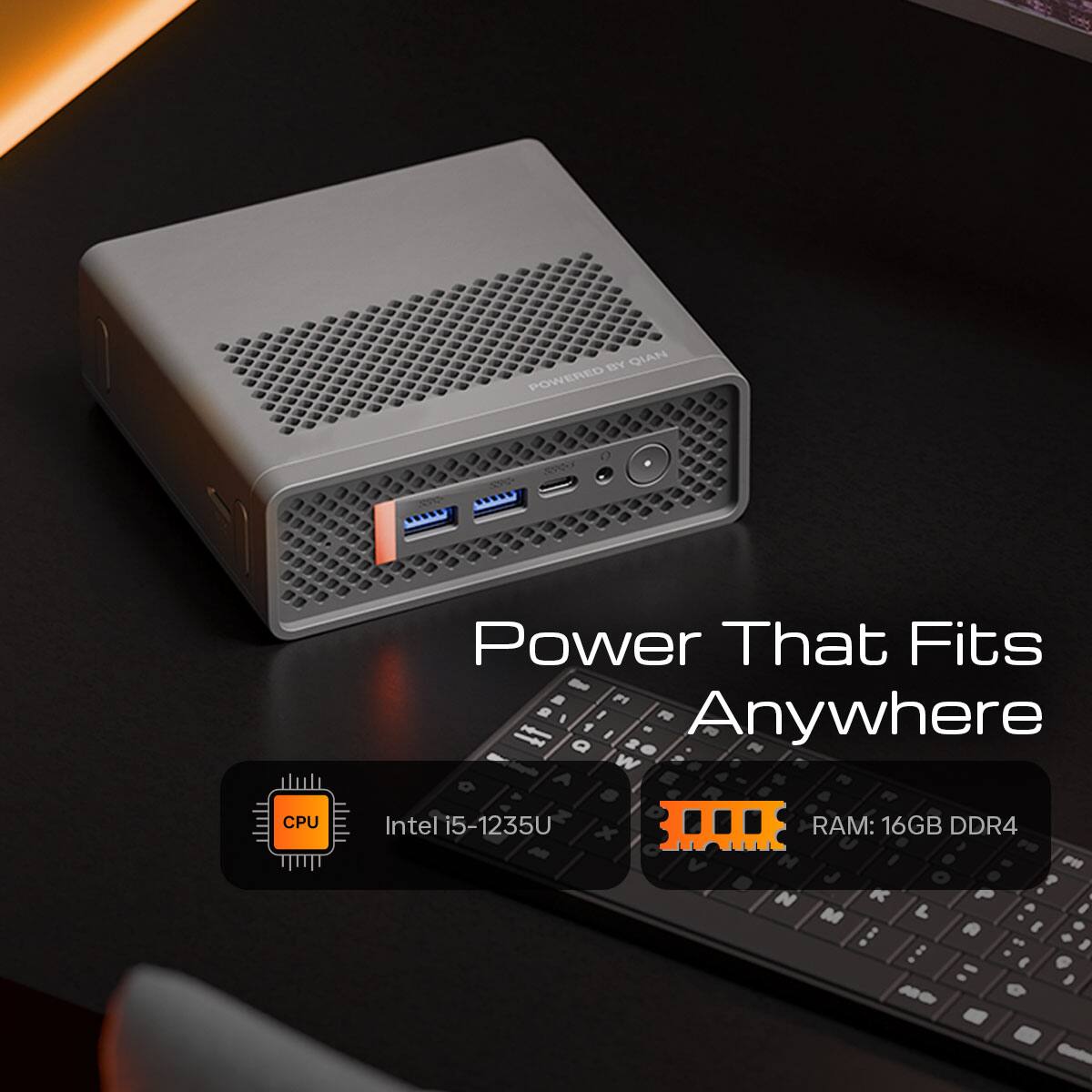 Qian Atlas 5 Mini PC – Intel Core i5‑1235U, 16GB DDR4, 512GB SSD