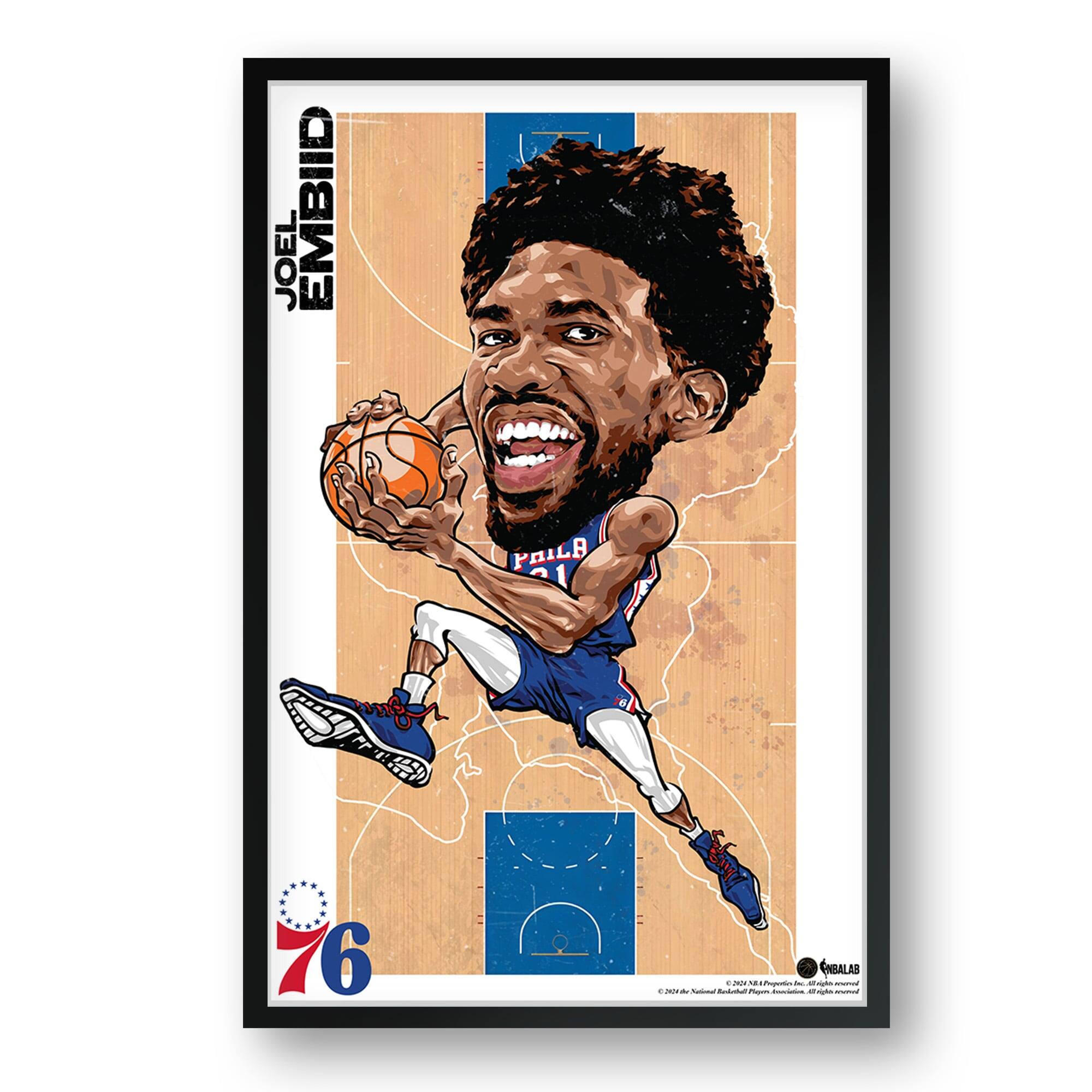 Joel Embiid Philadelphia 76ers Framed 14" x 20" Player Caricature Art