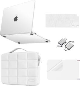 mosiso - 5-in-1 Case Kit for MacBook Neo 13-Inch A3404 2026, Hard Shell&Sixteen Grid Puffy Bag&Keyboard Skin&Type C&Screen Film - Translucent