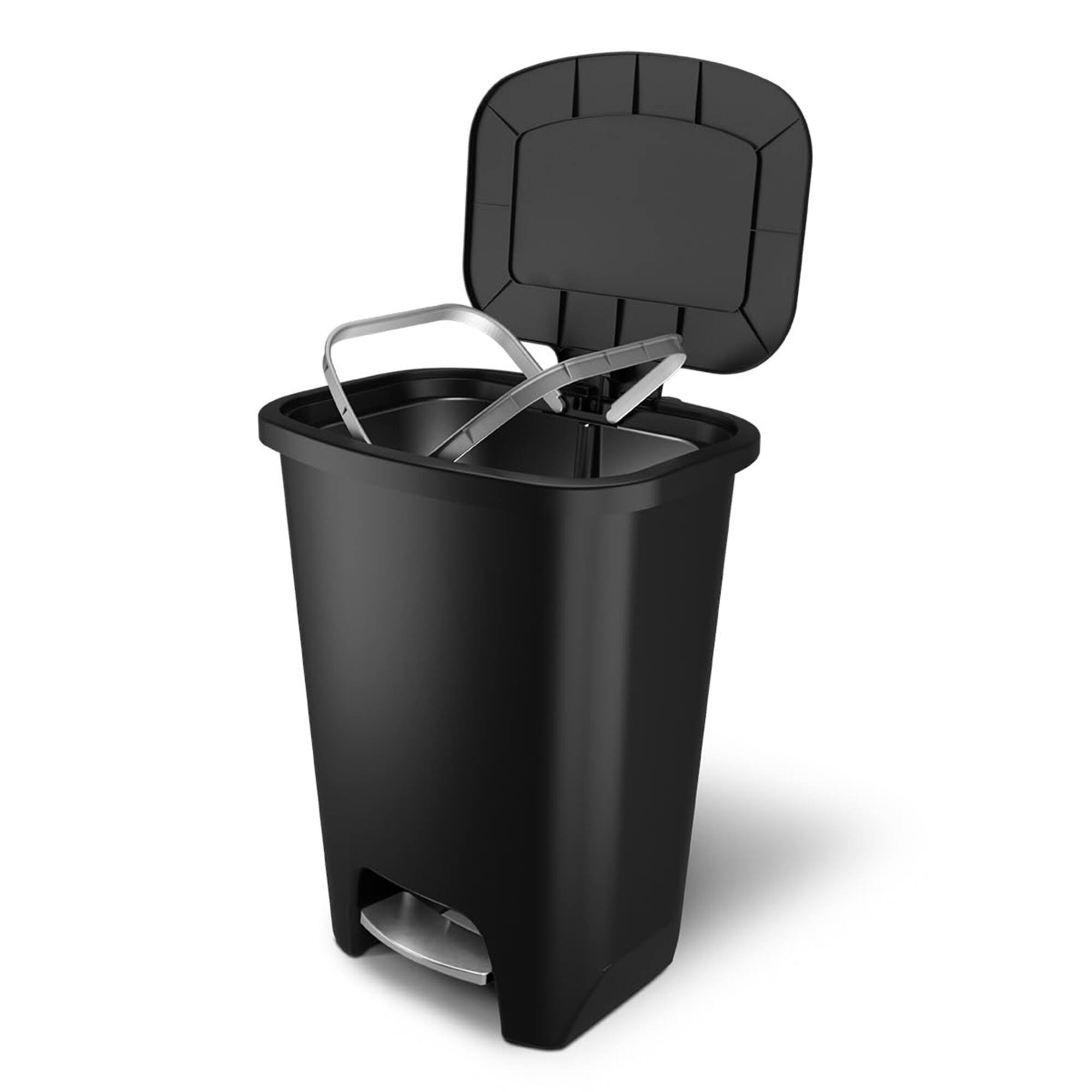 Alt View 3. Glad - Glad Trash Can w/ Lid, Stainless Pedal, Garbage Bag Rings, 20 Gal, Black, 2 Pack - Premium.