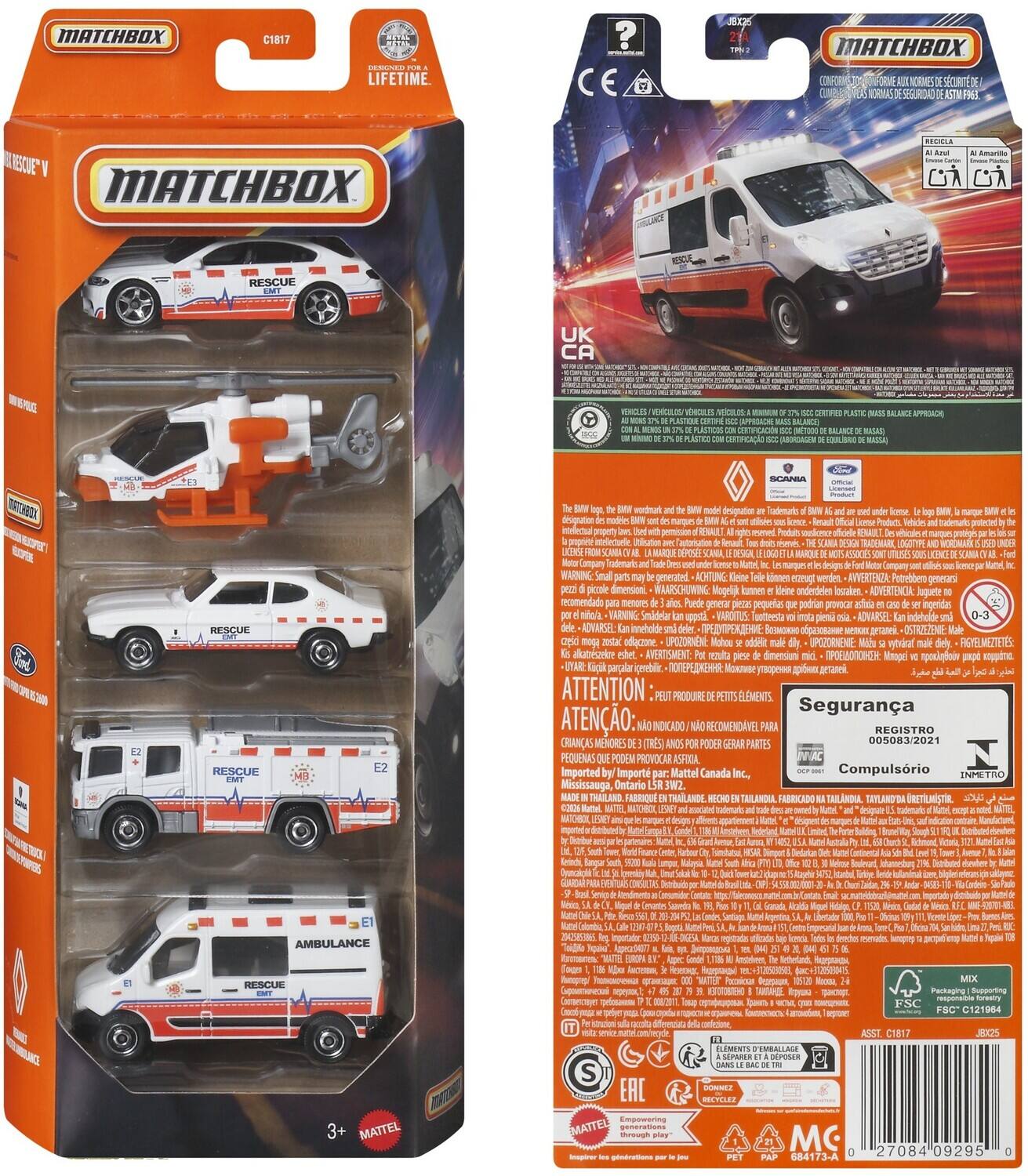 Mattel Matchbox Basic 1:64 Car 5 Pack 12 Piece G Assortment