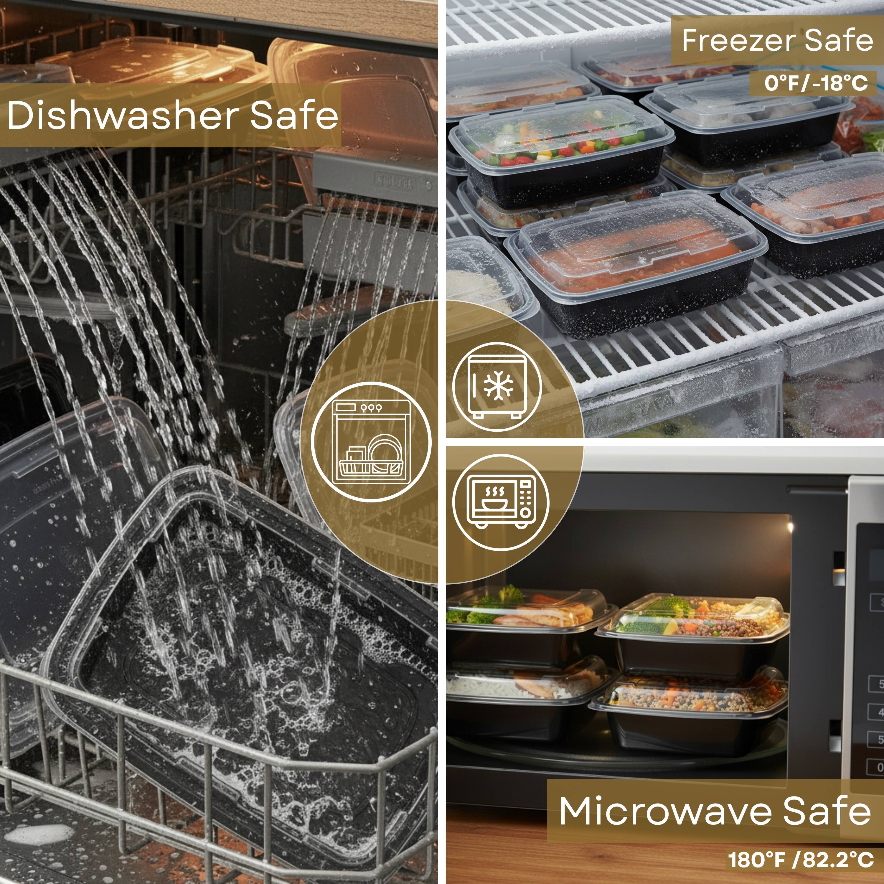 Dishwasher Safe  
Freezer Safe 0°F/-18°C  
Microwave Safe 180°F /82.2°C