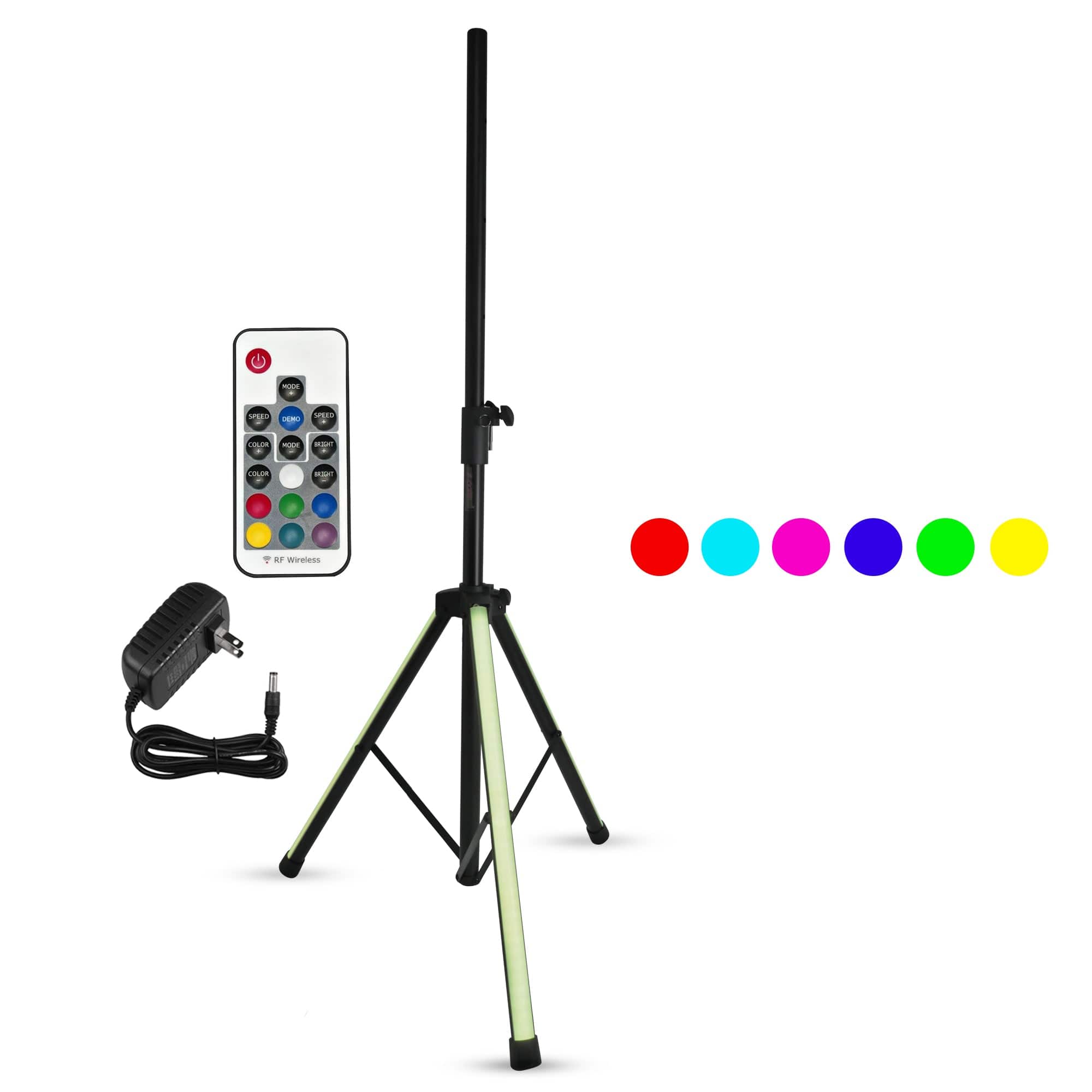 5 CORE - 5Core Speaker Stand Tripod w RGB Lights Adjustable 72 Inch DJ Studio Monitor Stands - Black