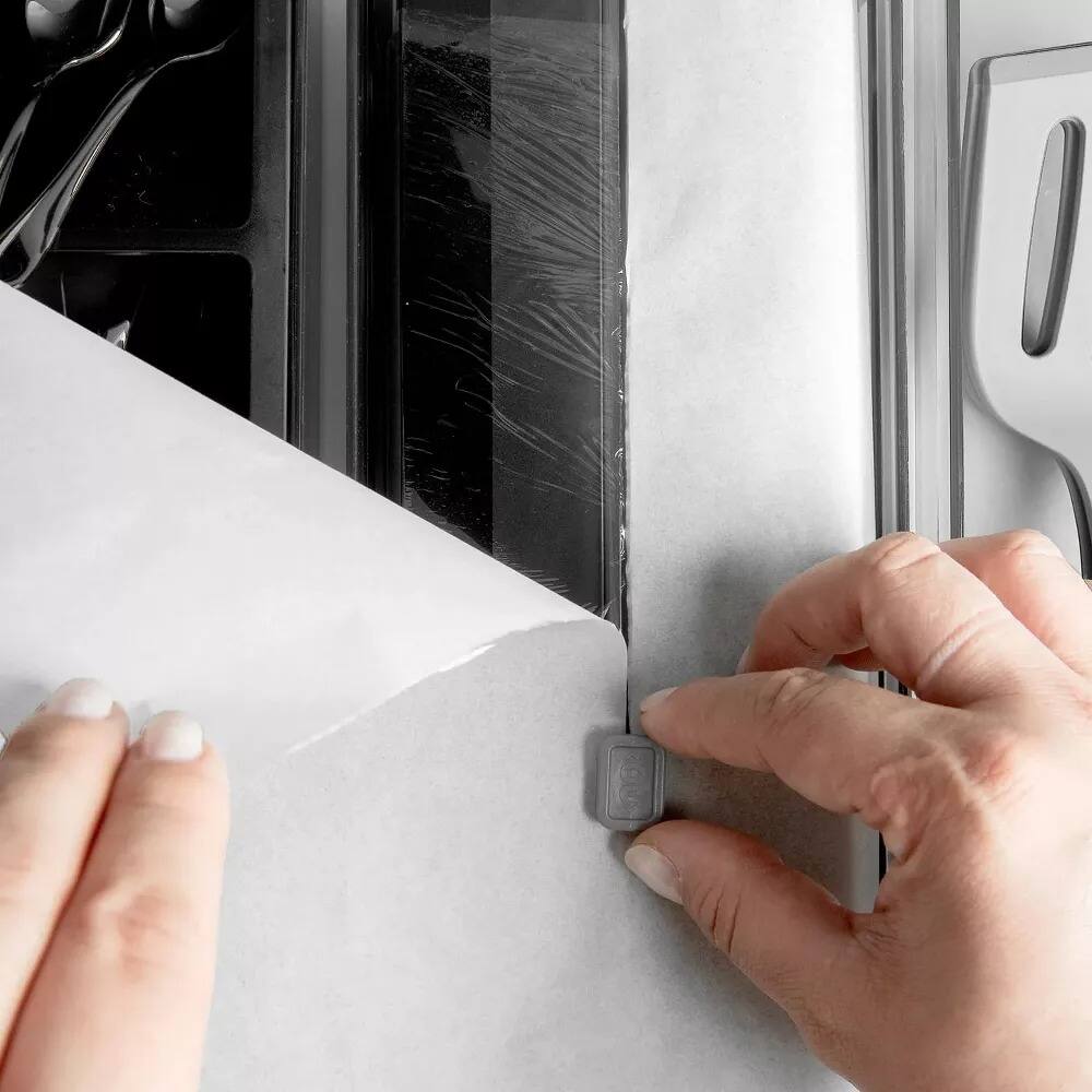 Back. OU - OU Aluminum Foil and Wrap Organizer with Cutter for 12" Roll, Plastic Wrap & Aluminum Foil Dispenser - Black - Black.