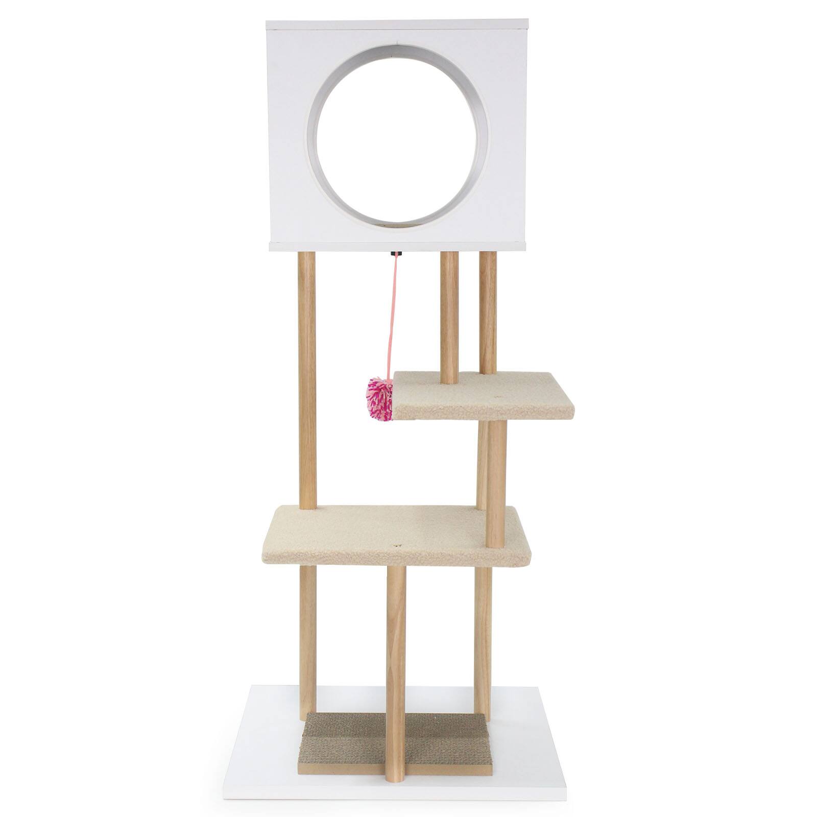 Alt View 9. Gymax - Gymax 40'' wood Cat Tower w/2-Door Condo 2 Corrugated Cardboard Scratchers Hanging Ball.