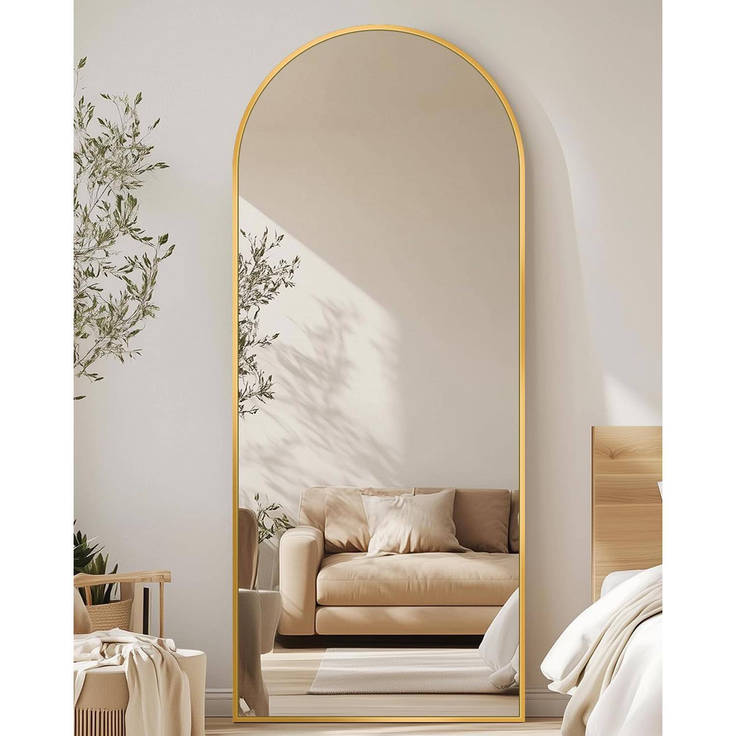 Alt View 1. Live At Space - Full Length Mirror 58"x19" Floor Arch Standing Freestanding Body With Stand For Bedroom Hanging Mounted Living Room - Black-71"L x 28"W.