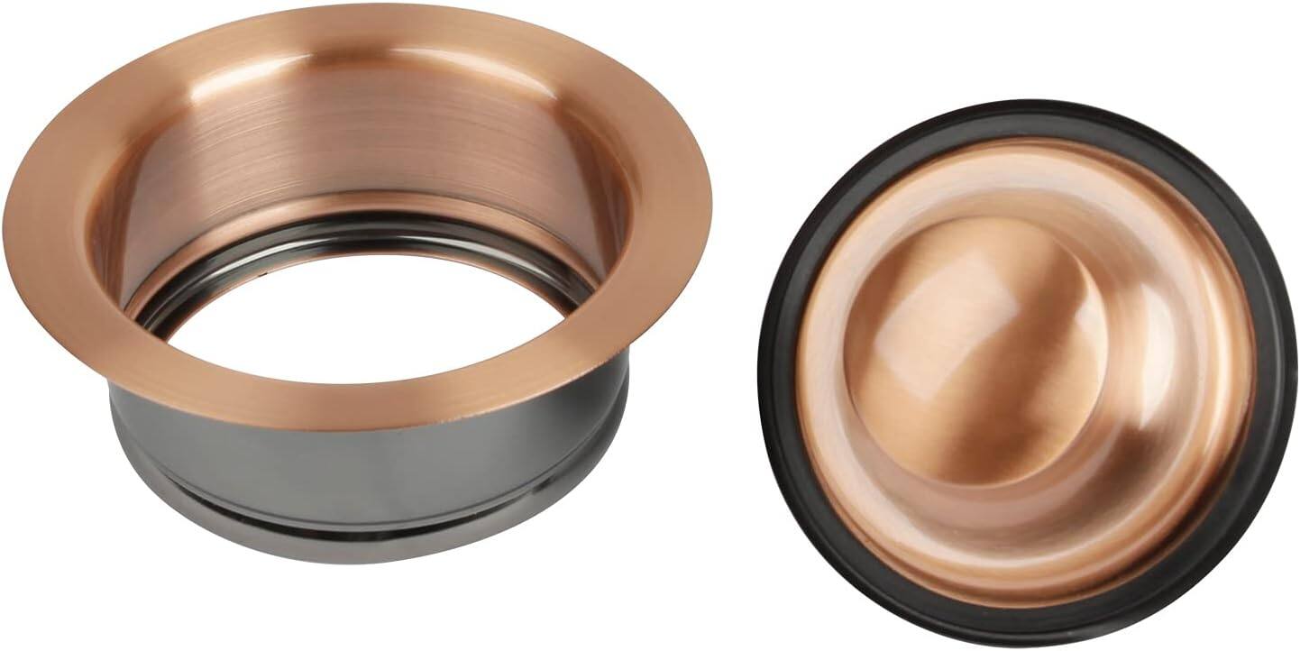 Angle. Akicon - Akicon Brass Kitchen Sink Garbage Disposal Flange Stopper One Size Rim for 3-1/2 in. Drain Hole in Copper - Copper.