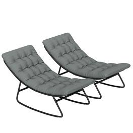 Outsunny - Pieces Outdoor Patio Rocking Chairs, Rocking Porch Chairs with Mesh Deep Seats for Indoor, Porch, Balcony - Dark Gray