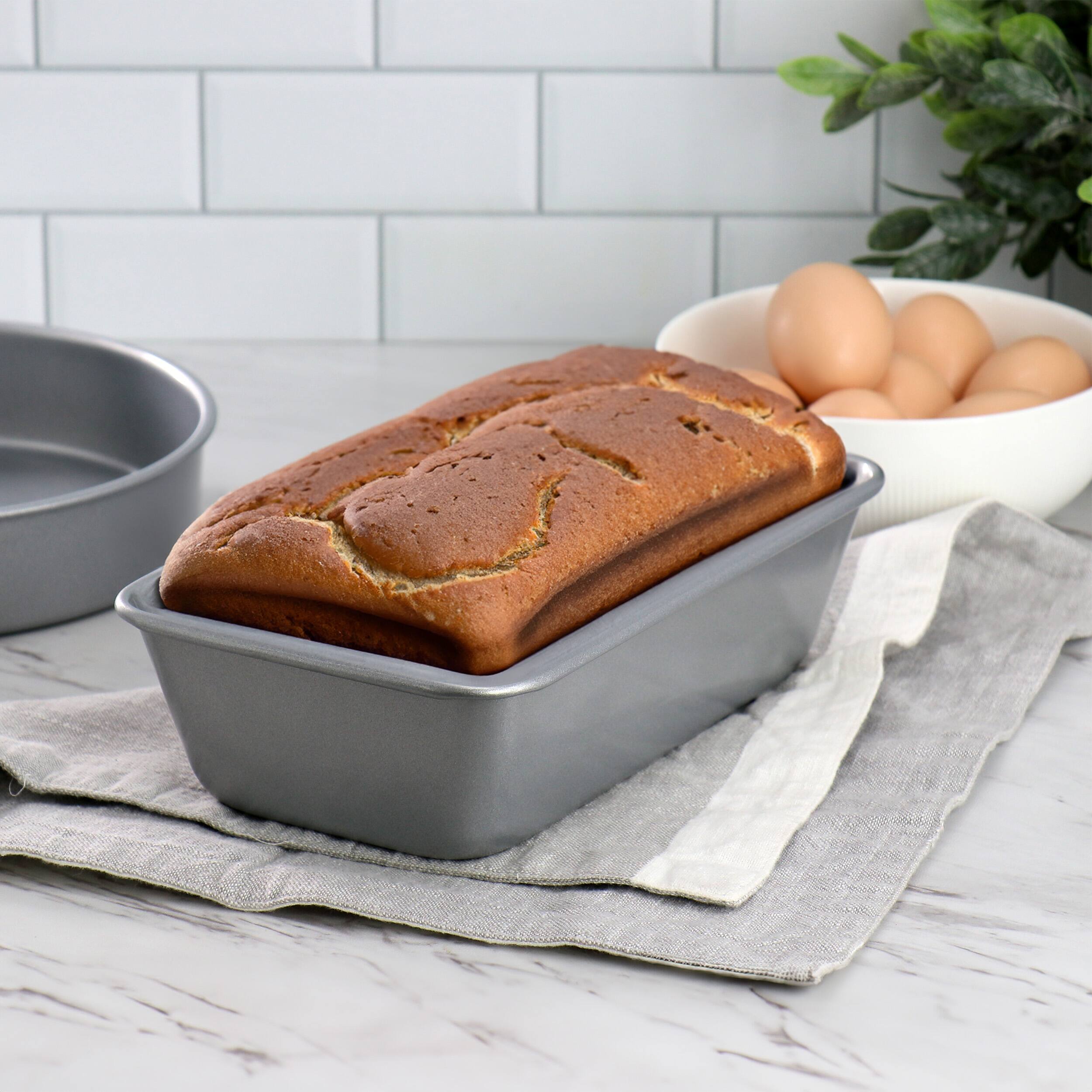 Alt View 4. Martha Stewart - Martha Stewart Everyday Bakeaway 9 Inch Nonstick Steel Loaf Pan - Silver.