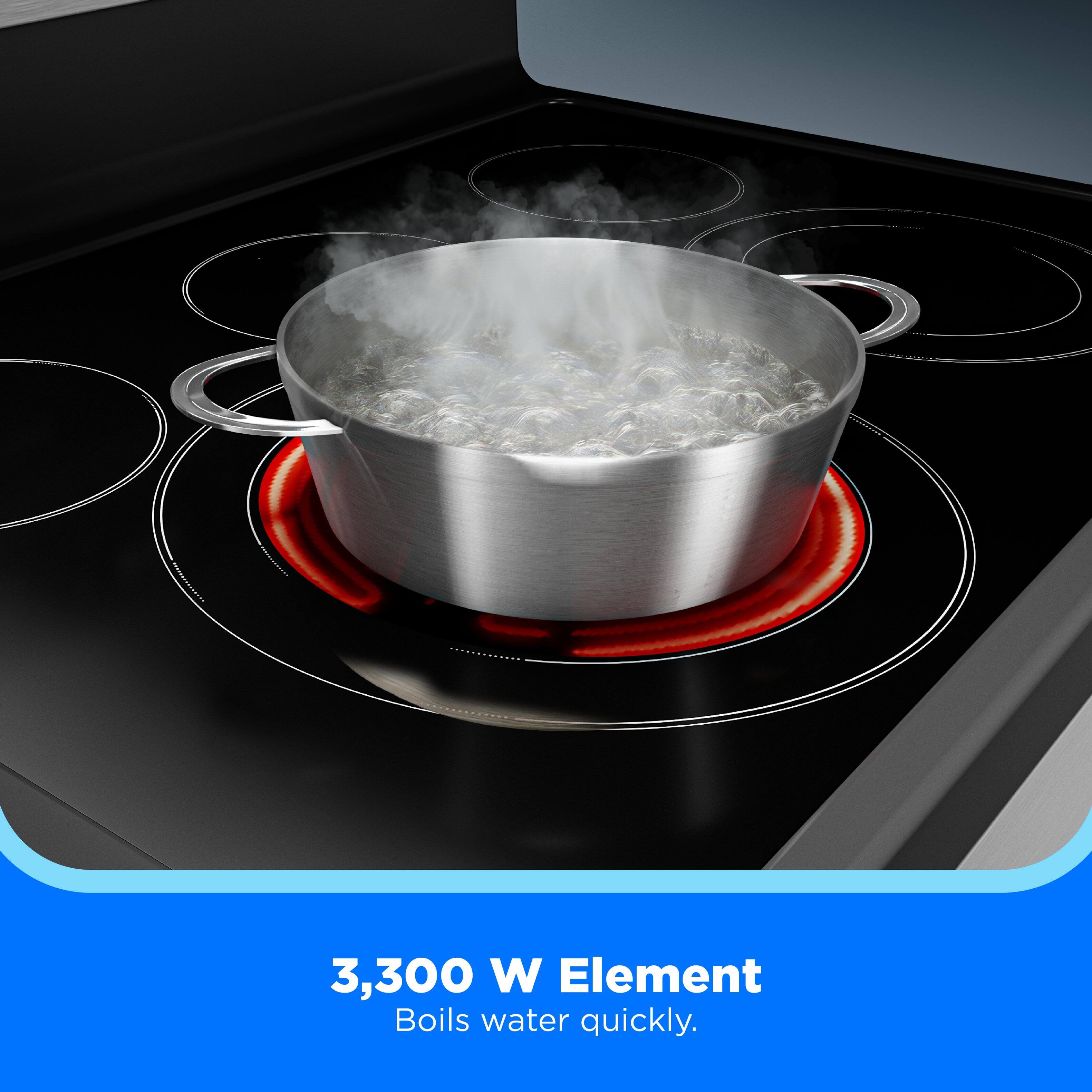 3,300 W Element Boils water quickly.