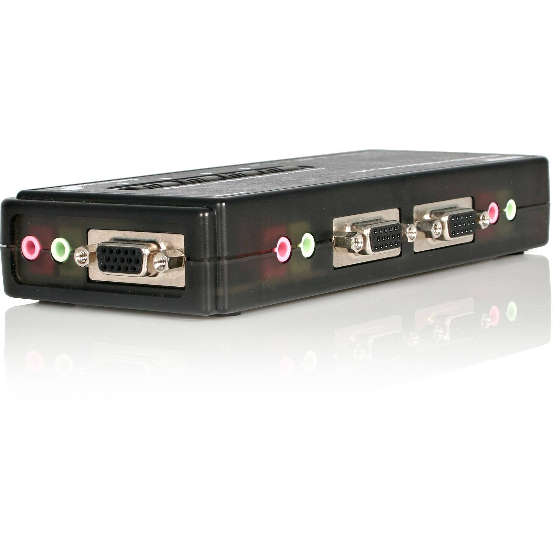 Left. Startech - 4 Port USB KVM Switch Kit with Audio and Cables - Black.