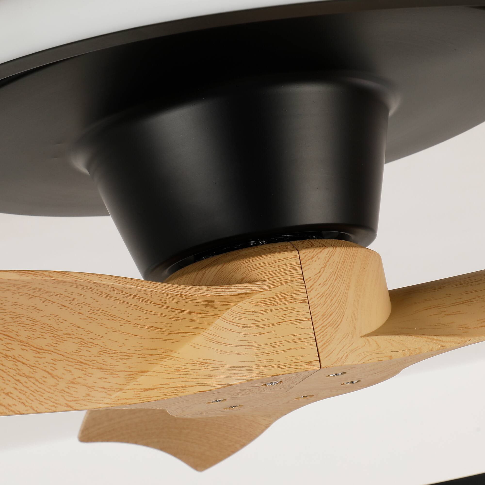 Alt View 4. Vaczon - 30" Modern LED Flush Mount Ceiling Fan with Light and Remote Control, Low-Profile Caged Ceiling Fan for Bedroom - Black.