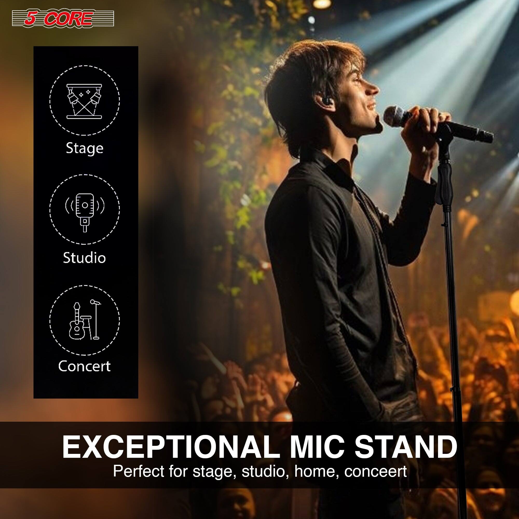 5 CORE, Stage, Studio, Concert, EXCEPTIONAL MIC STAND, Perfect for stage, studio, home, concert