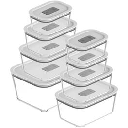OU - Glass Food Storage Container Set 16pc (set of 8) Airtight, Microwave & Freezer Safe