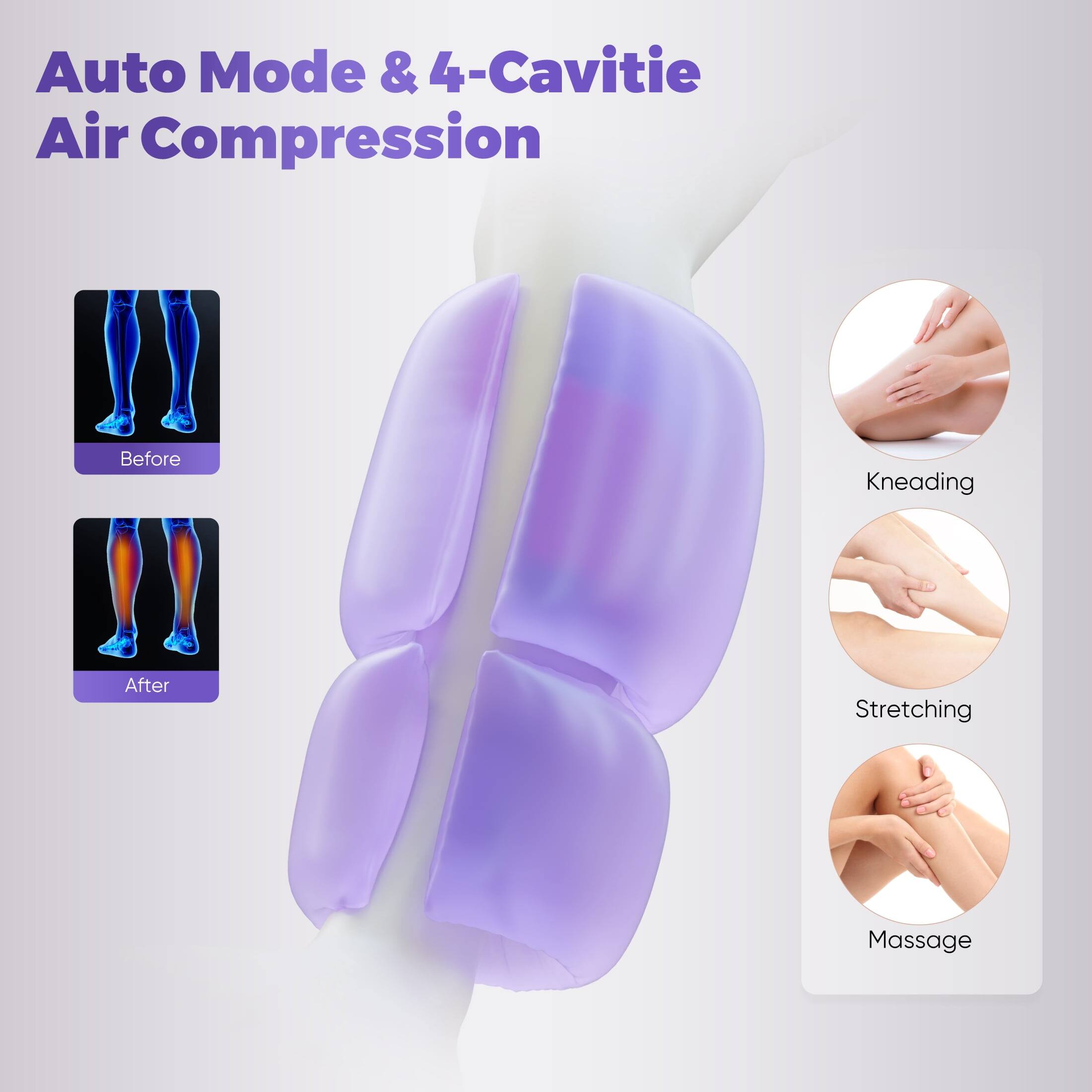 Auto Mode & 4-Cavitie Air Compression

Before
Kneading
After
Stretching
Massage