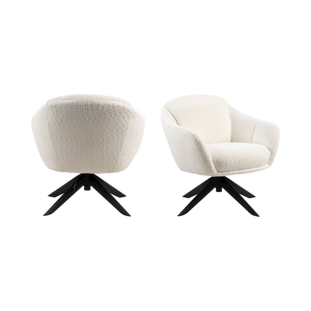 New Classic Furniture - Fleming Fabric Swivel Lounge Chair in Ivory (Set of 2) - White