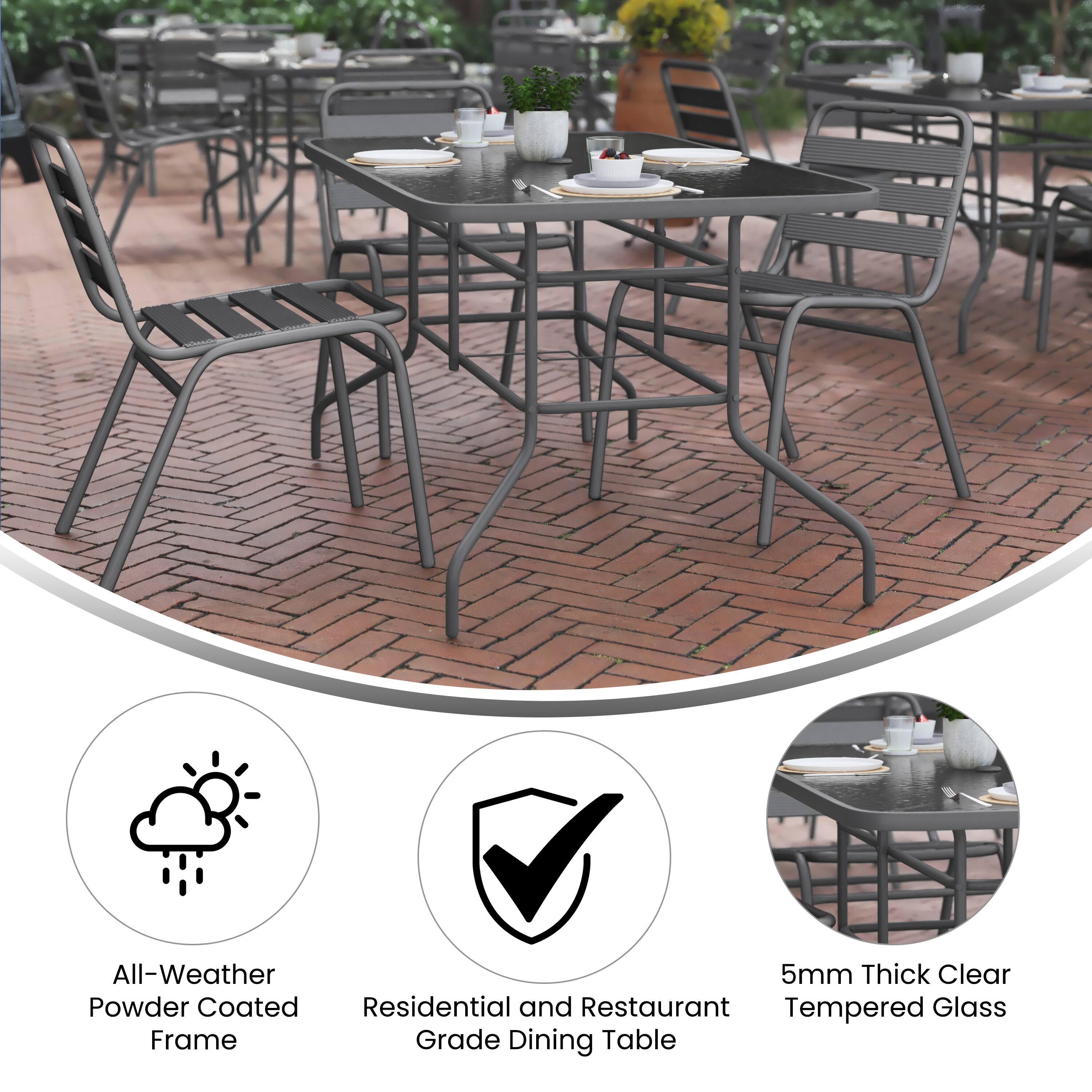 All-Weather 5mm Thick Clear Powder Coated Residential and Restaurant Tempered Glass Frame Grade Dining Table