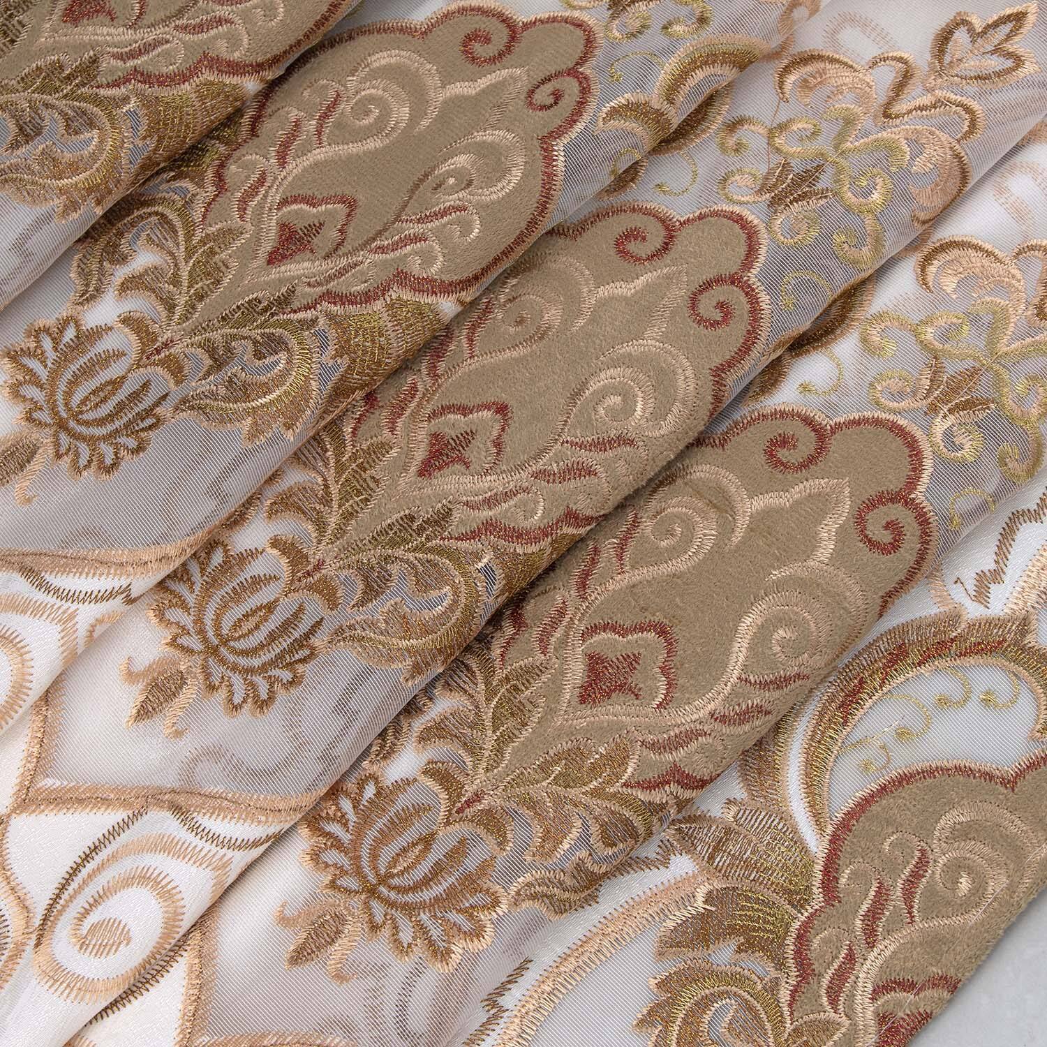 Left. RT Designers Collection - RT Designer Collection Betsy Macrame Rod Pocket Curtain Panel 52" x 84" Gold - Gold.