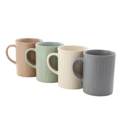 Front. Gibson - Gibson Home Evening Stroll 4 Piece 19 Ounce Stoneware Ribbed Mug Set in Assorted Color - Assorted.