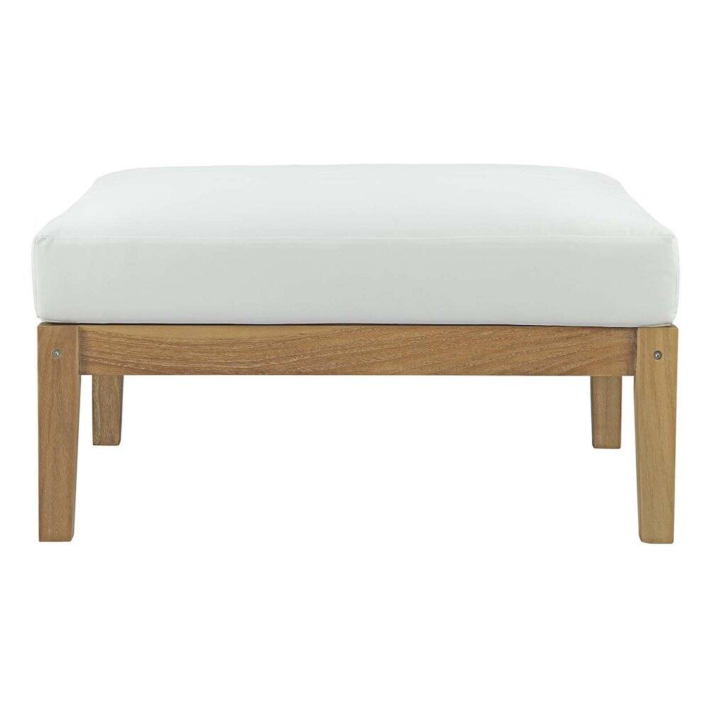 Angle. Modway - Bayport Outdoor Patio Teak Ottoman - White.