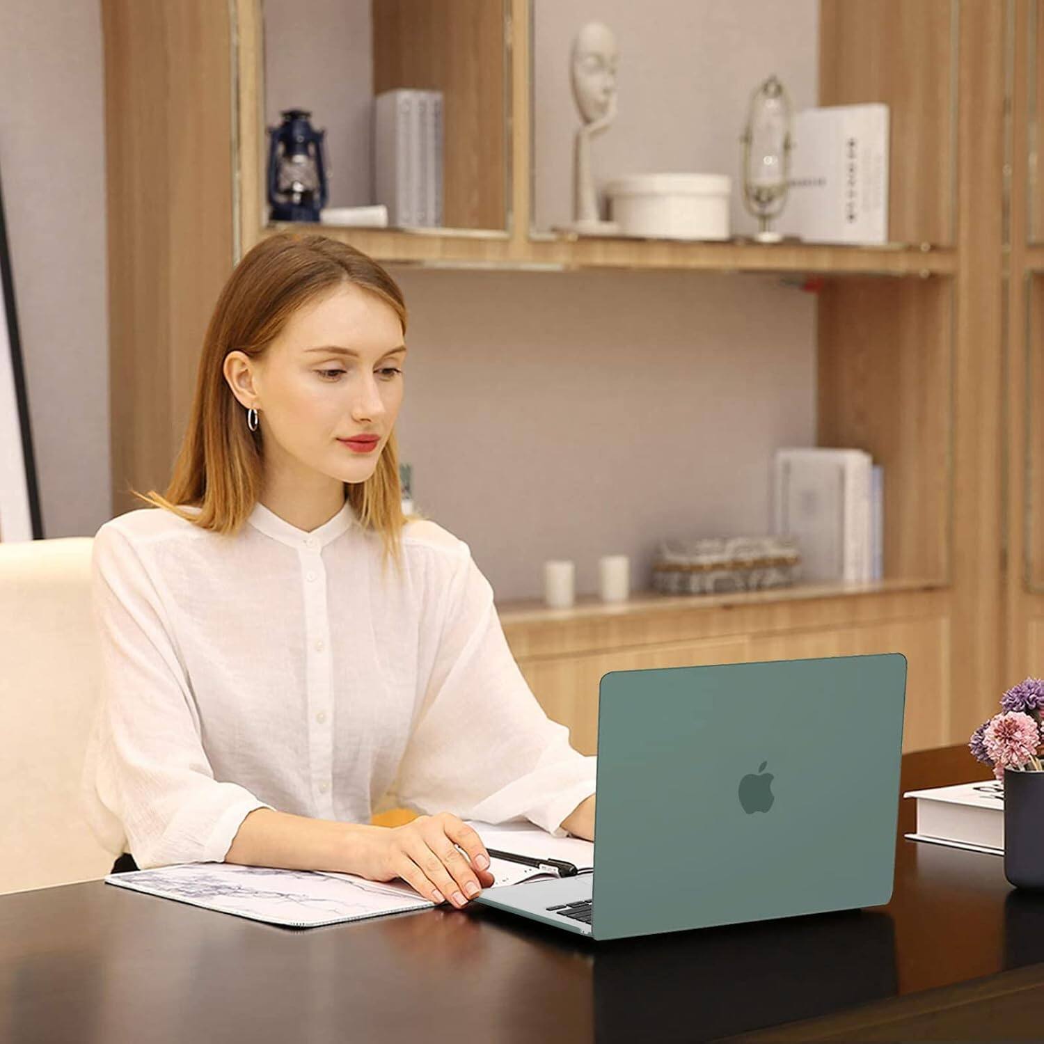 Alt View 2. mosiso - Case for 13-inch MacBook Air M5 A3449 M4 A3240 M3 A3113 M2 A2681 with Keyboard Cover Screen Protector and Pouch - Emerald Green.