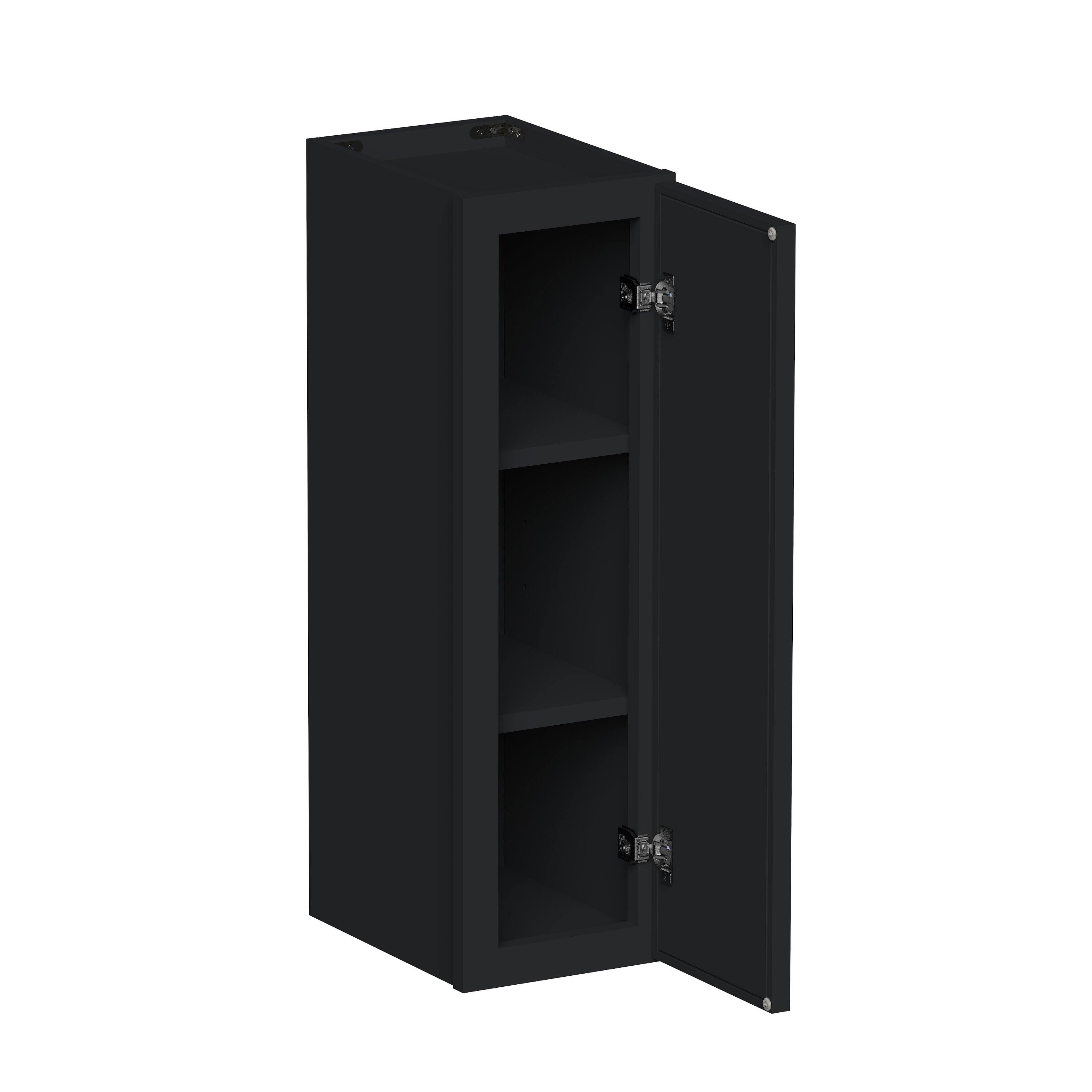 Angle. Boyel Living - 9-in W x 30-in H x 12-in D Shaker RTA Kitchen Wall Cabinet with Soft-Close - Black.