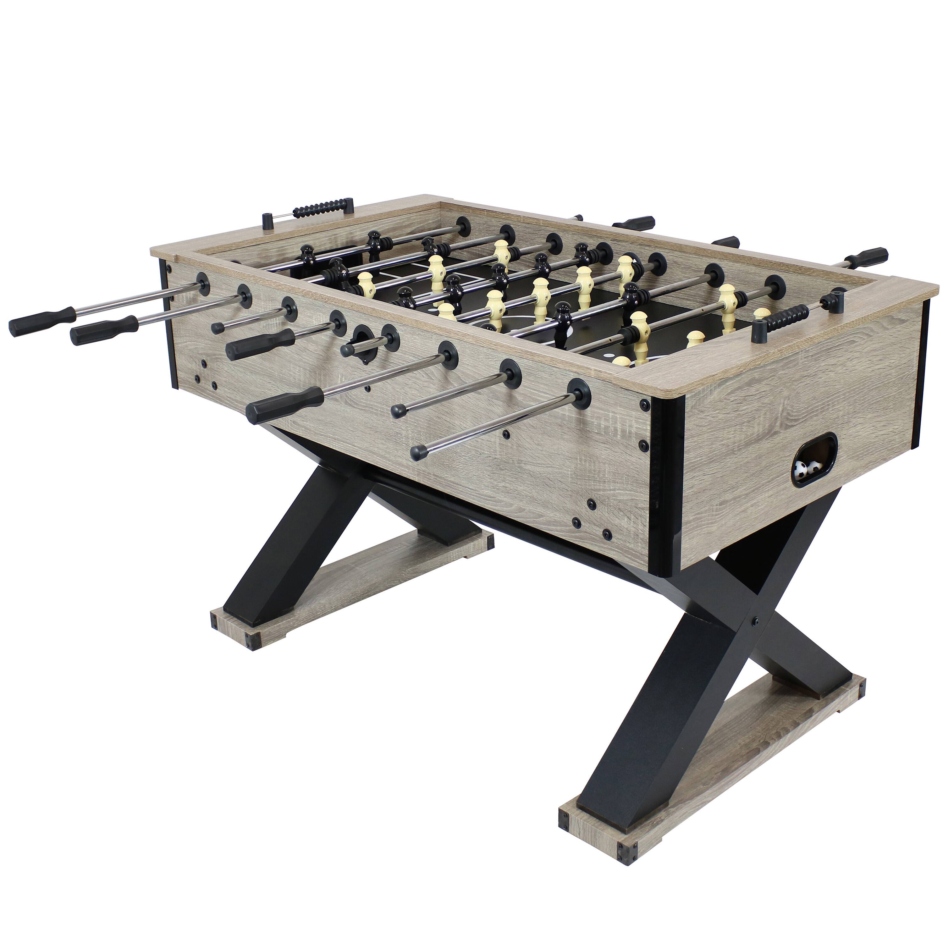 Front. Sunnydaze - Delano 54.5 in Foosball Table with Distressed Wood Look - Grey.