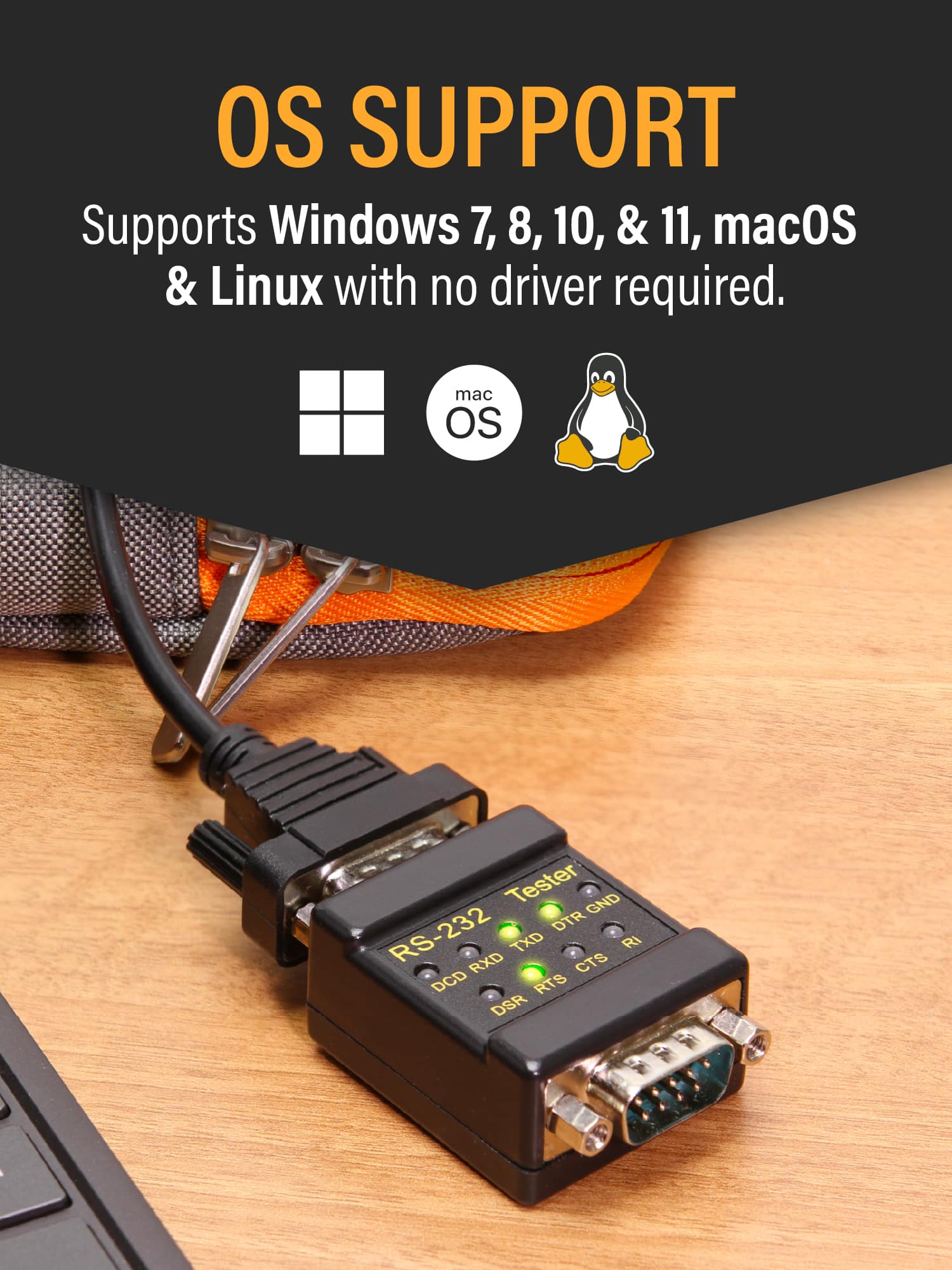 CableMAX Serial Signal Tester for RS 232 Devices DB 9 Male to DB 9