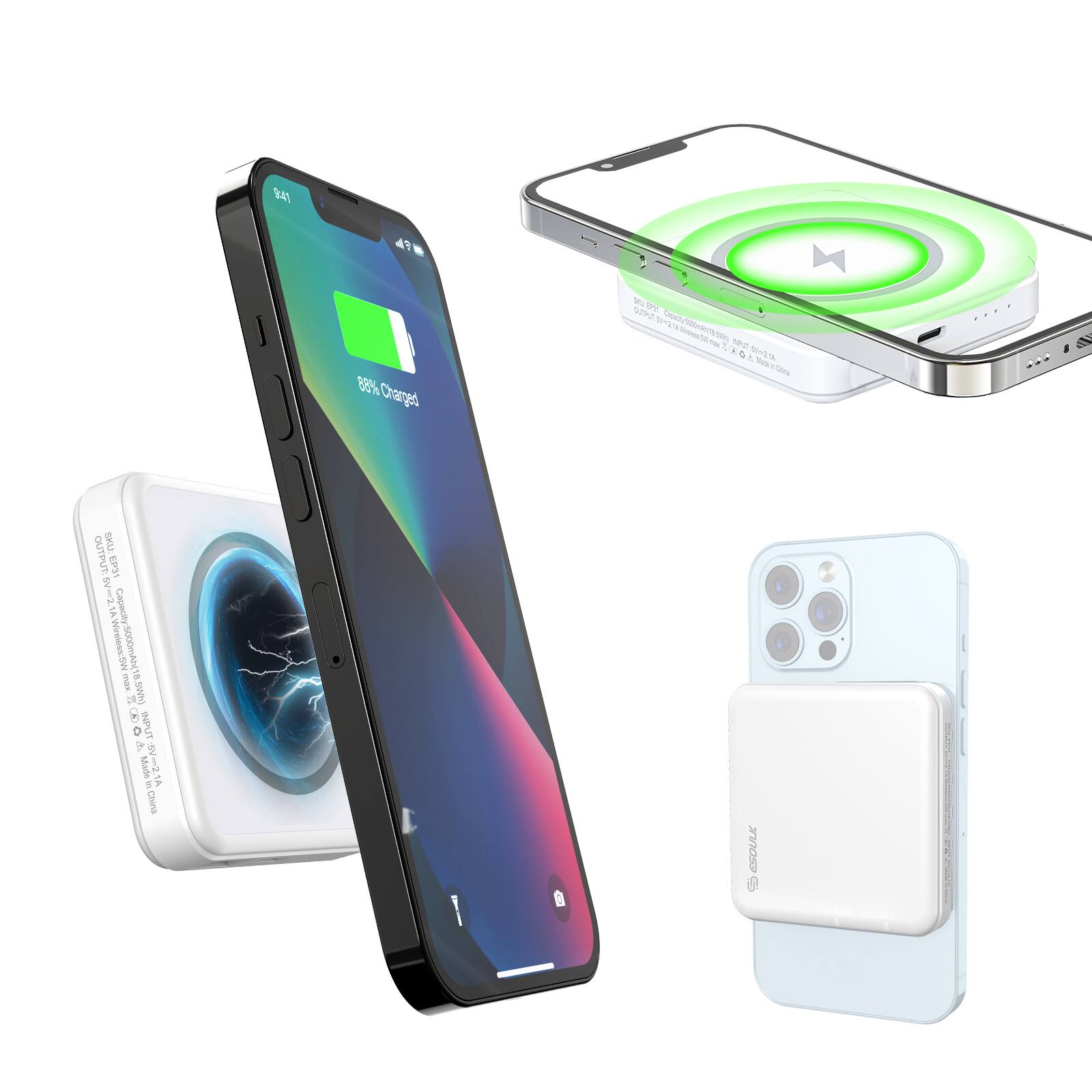 Sure, here is the corrected and grouped text:

---

**4 4 8% Change**

**MLUE f APE S9a**

**Aae - L s A**

**A T MreGos Ches . I**

**OUTPUT: Vaa O Capacity WiamoleWAZ 5000mAh (16.5WH)**

**INPUT: Mare N2.1A 5 V**

**ESUN**

---

This text appears to be a mix of product specifications and possibly some design elements or branding.