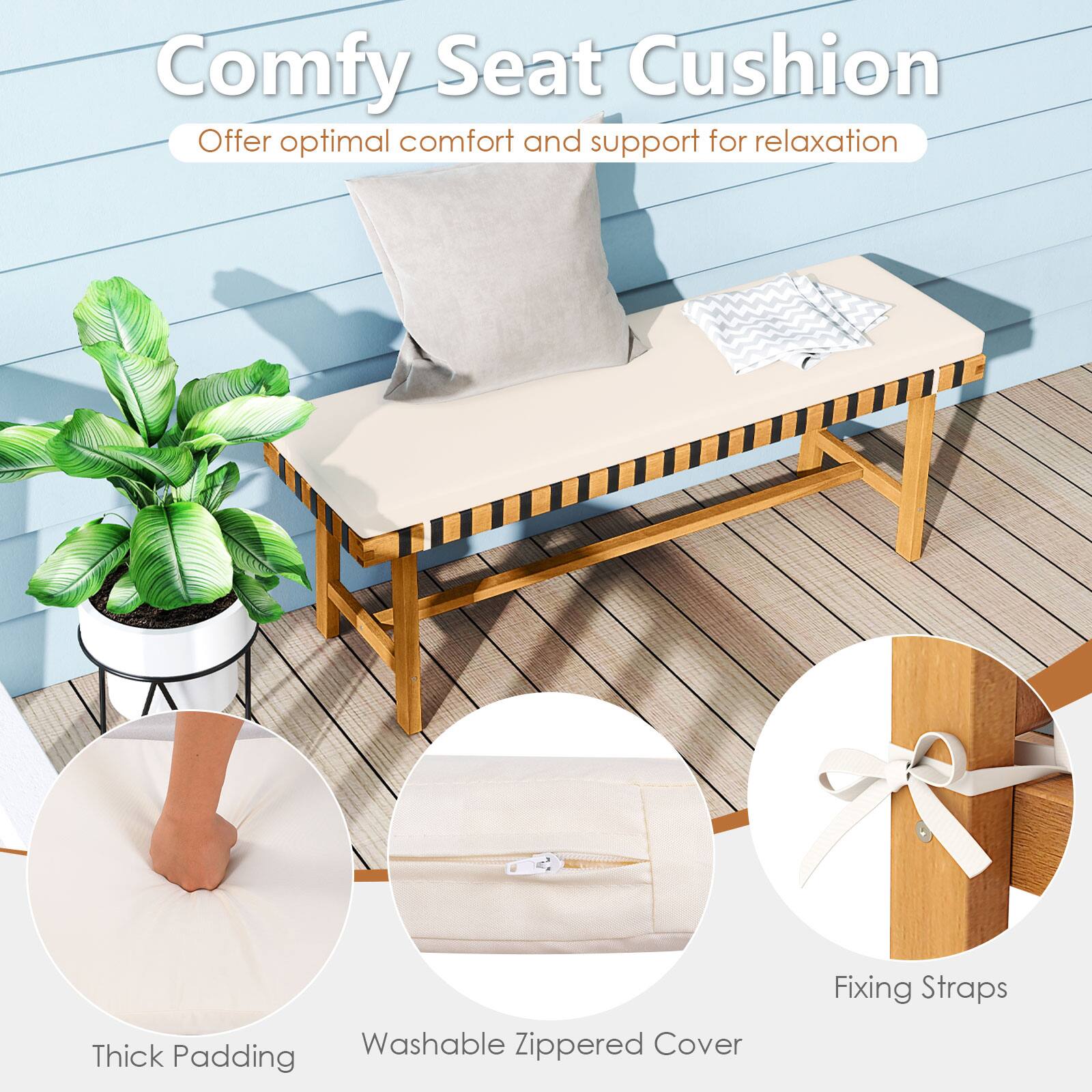 Comfy Seat Cushion  
Offer optimal comfort and support for relaxation  

- Thick Padding  
- Washable Zippered Cover  
- Fixing Straps