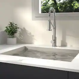 Ropilly - Single Handle Kitchen Faucet, Finish, Modern High Arc Spring Design - Brushed Nickel