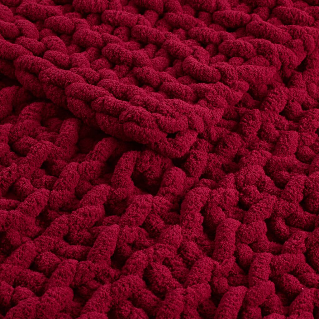 Alt View 5. Gracie Mills - Gracie Mills Dana Handmade Chenille Chunky Knit Throw Blanket - Red.