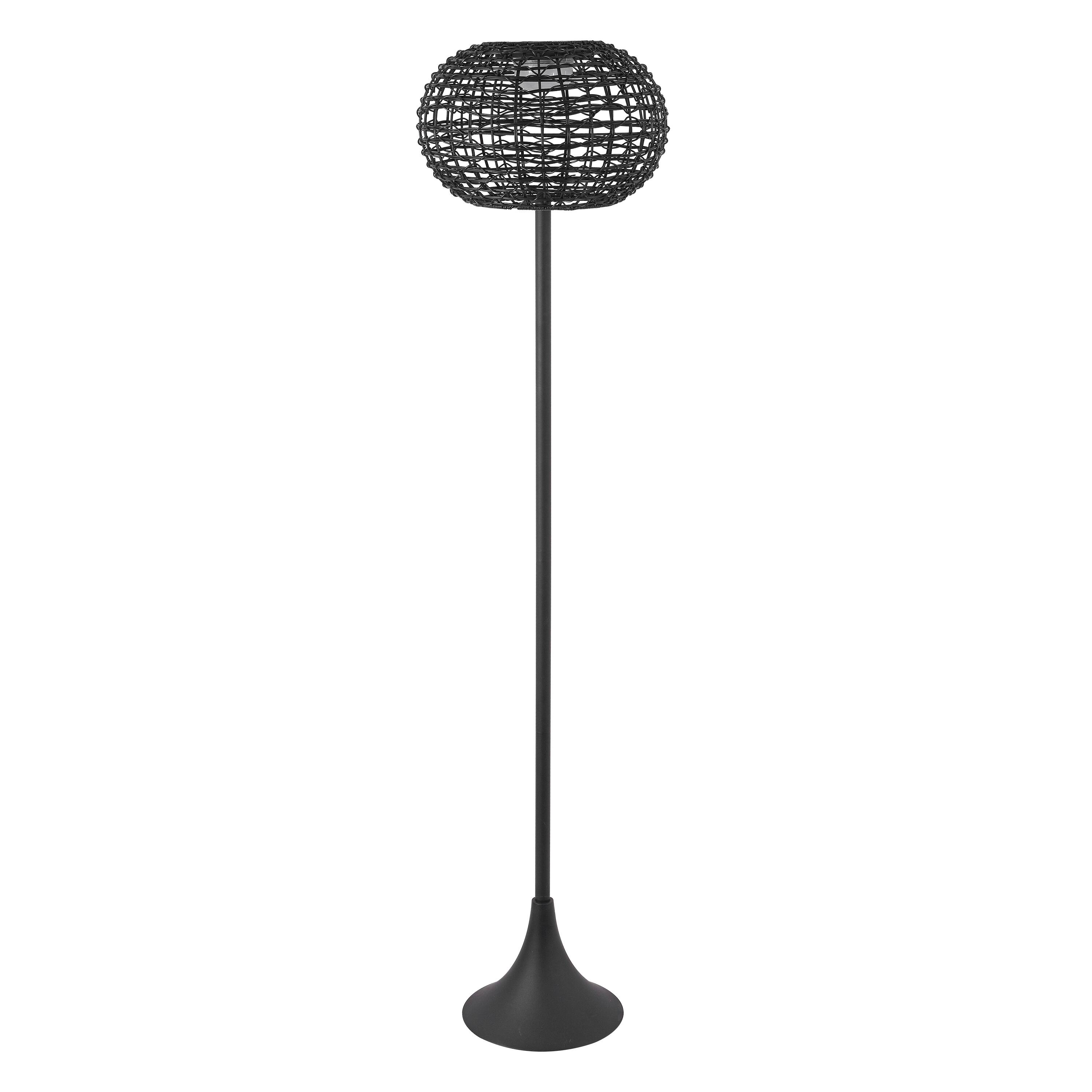 Alt View 5. Jonathan Y - Jaemin 58" Modern Coastal Faux Rattan Integrated Indoor/Outdoor LED Solar Powered Floor Lamp, Black - Black.