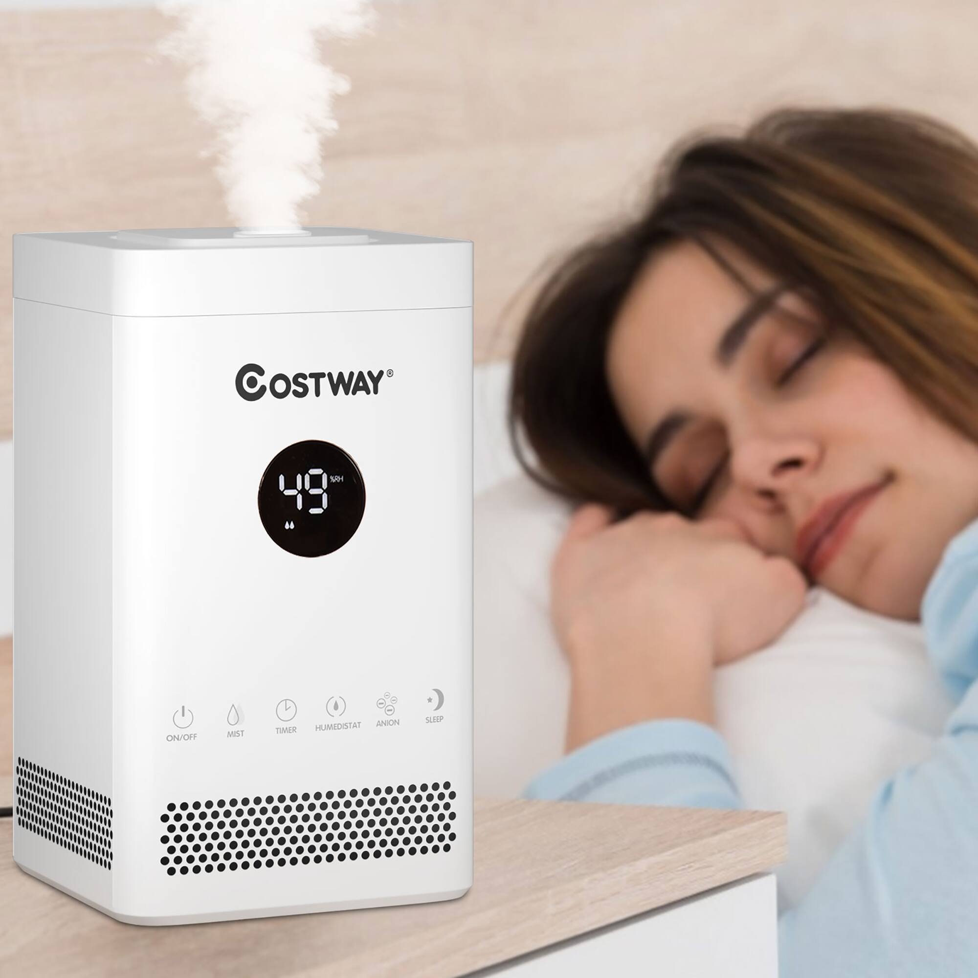 COSTWAY 1 49°F "ON/OFF" Humidity Stat Anion Air Purifier