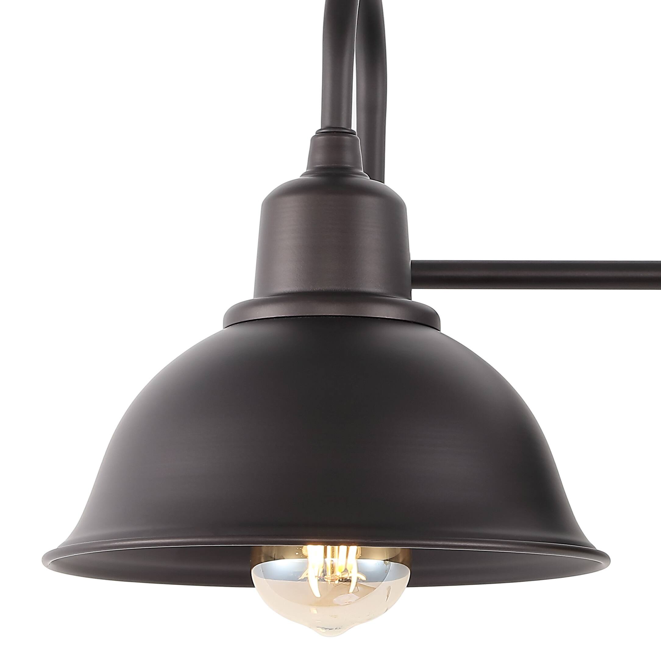 Alt View 4. Jonathan Y - Frisco 26.5" 3-Light Farmhouse Industrial Iron Shade Vanity, Oil Rubbed Bronze - Oil Rubbed Bronze.
