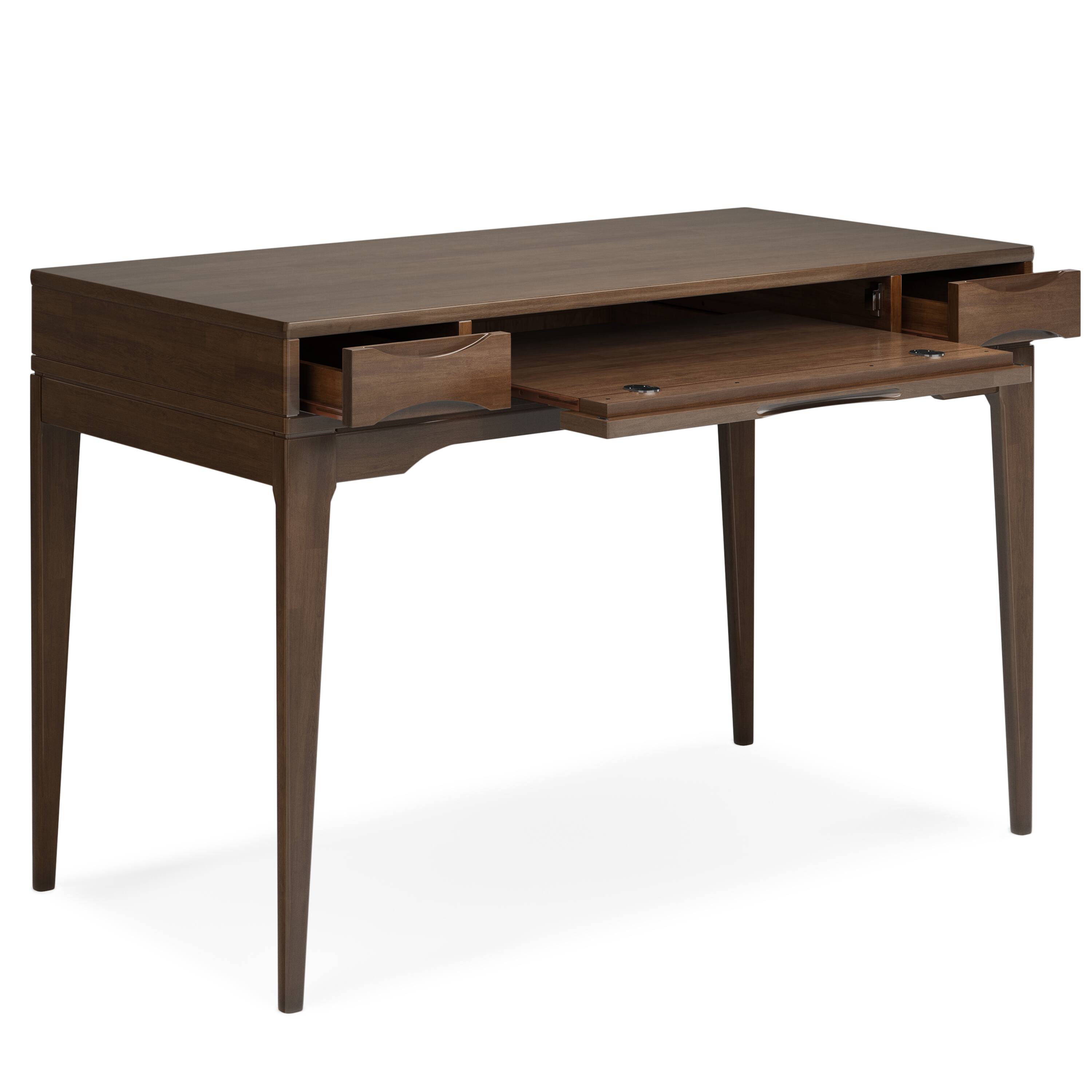 Back. Simpli Home - Harper 48 inch Wide Solid Hardwood Mid-Century Modern Small Desk in Walnut Brown - Walnut Brown.