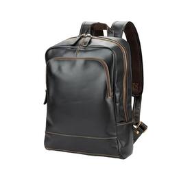 Circus Cirle - Top-Grain Leather Laptop Backpack - Black