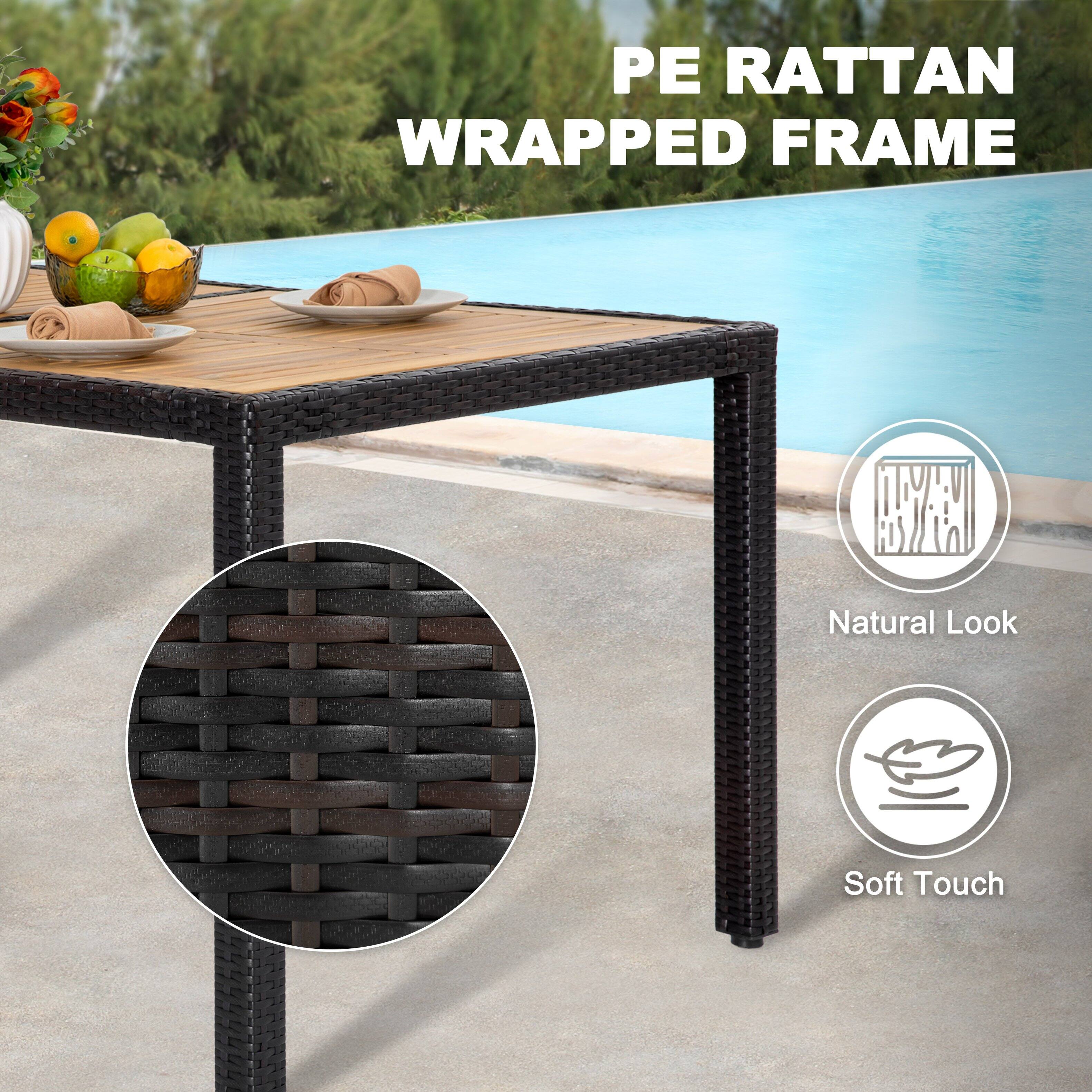 PE Rattan Wrapped Frame  
Natural Look  
Soft Touch