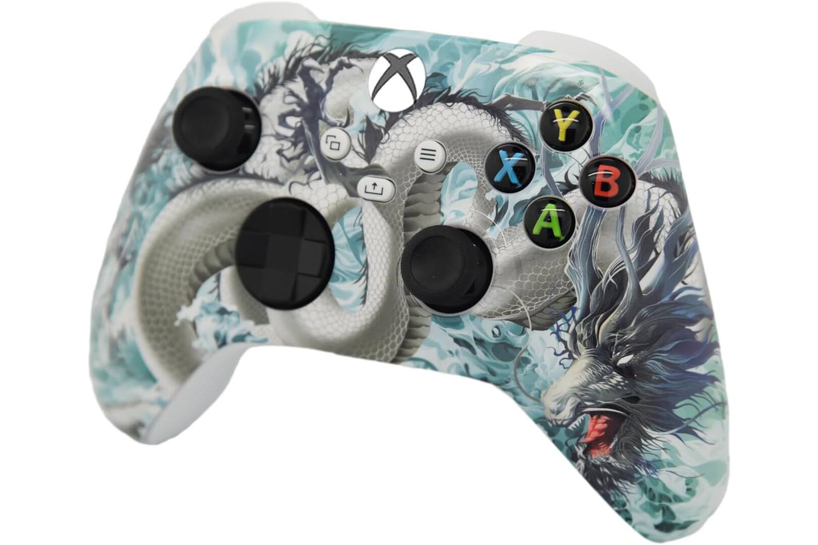 Left. ProControllers - Custom Wireless Controller for Xbox Series X|S, Xbox One, & PC - White Dragon.