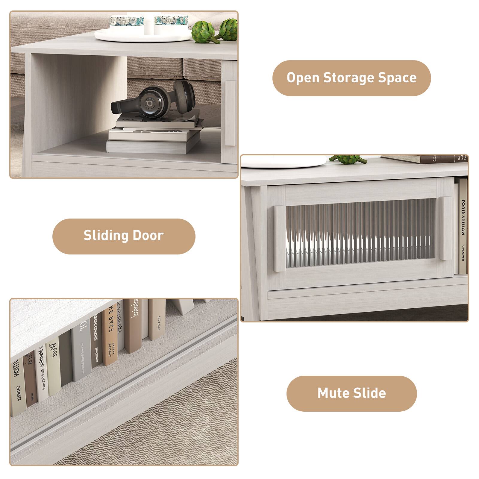 - Open Storage Space
- Sliding Door
- Mute Slide