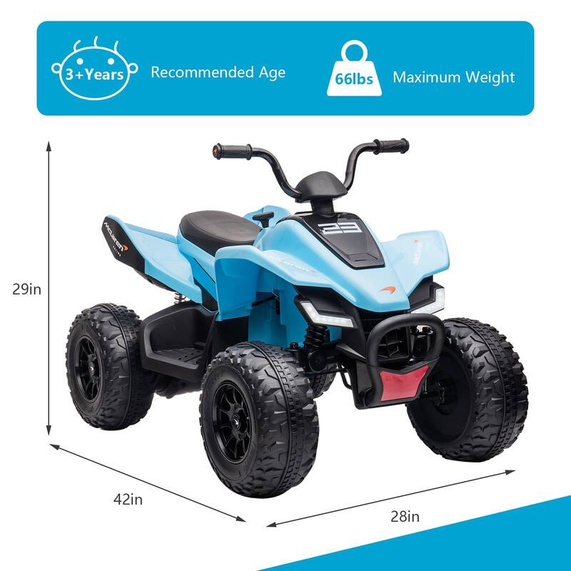 GARVEE- Officially Licensed Mc-Laren Ride on Car, 24V Battery Powered, 4-Wheeler Quad Car Toy ATV
