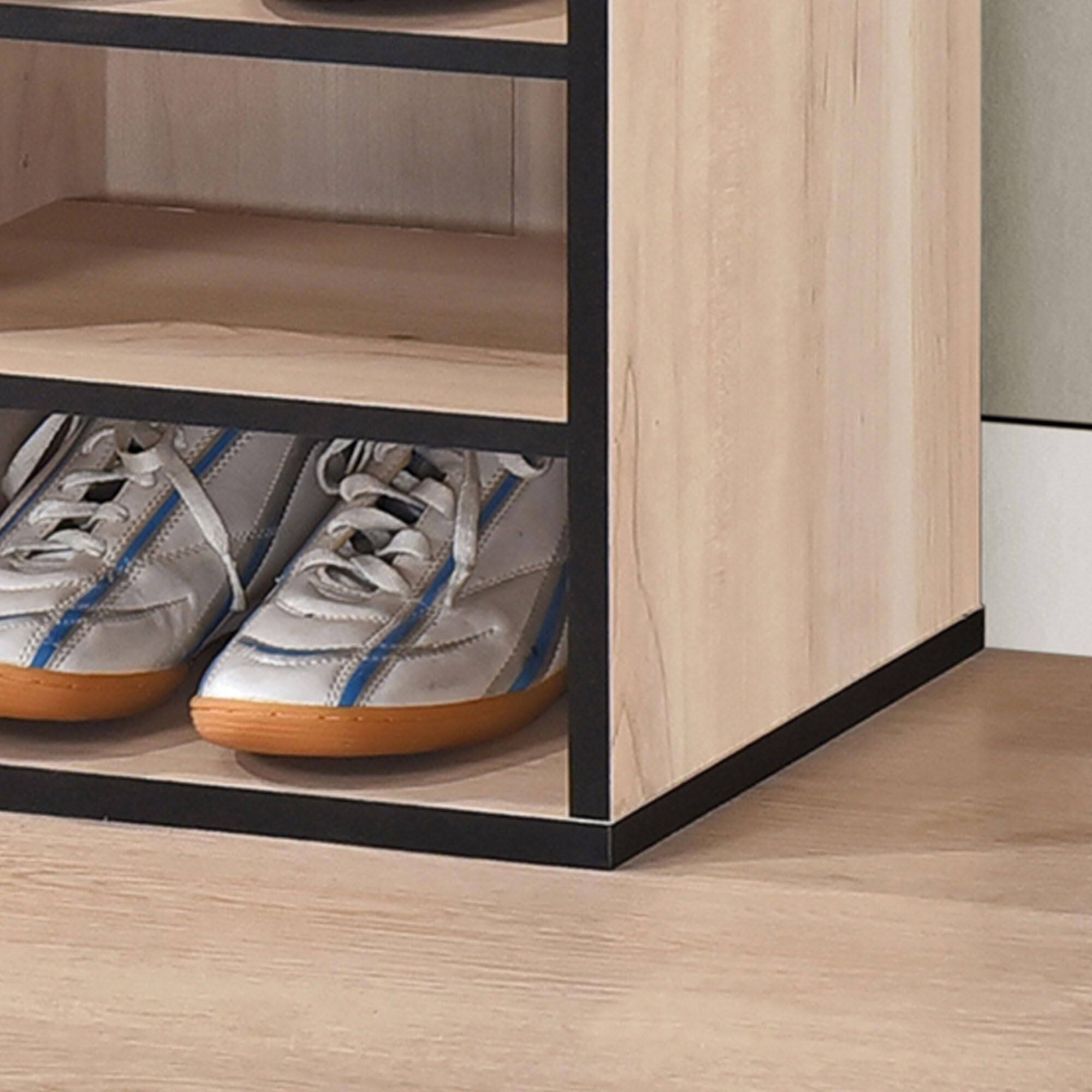 Left. Kings Brand Furniture - Kings Brand Furniture Shoe Storage Bench with Cushion, 9 Cubbies Shoe Organizer, Cubby Shoe Rack with Adjustable Shelves - Brown.