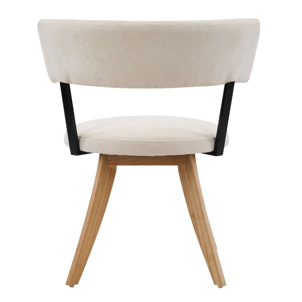 Alt View 7. Loheer - Loheer Upholstered Dining Chairs Set of 2 White Fabric Curved Back Rubber Wood Base - White.